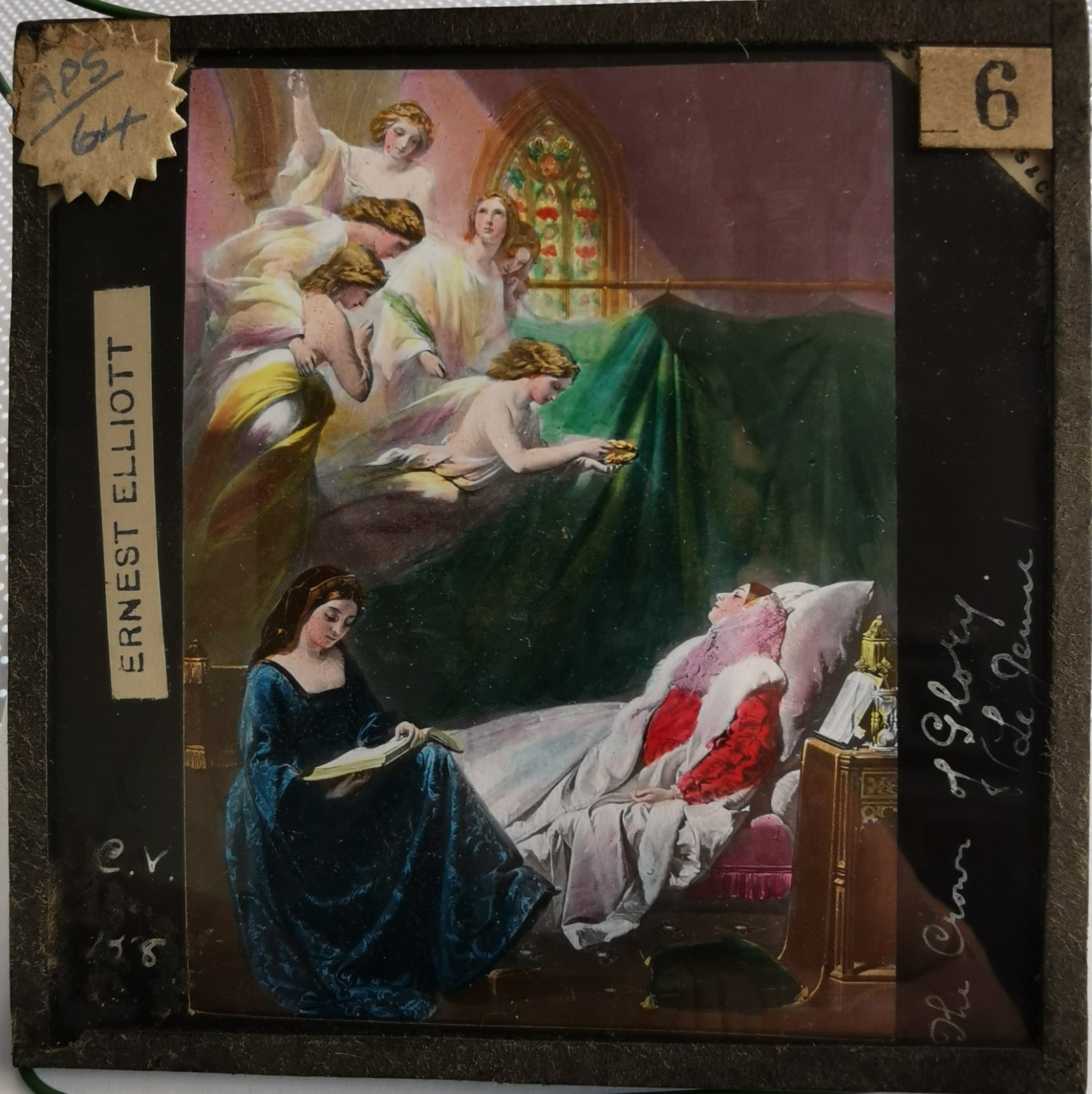 Antique Hand Tinted Religious Magic Lantern Slide "the Crown Of Glory"