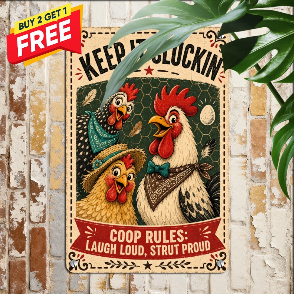 Live Like The Gate Was Left Open Funny Chicken Farmhouse Metal Tin Sign