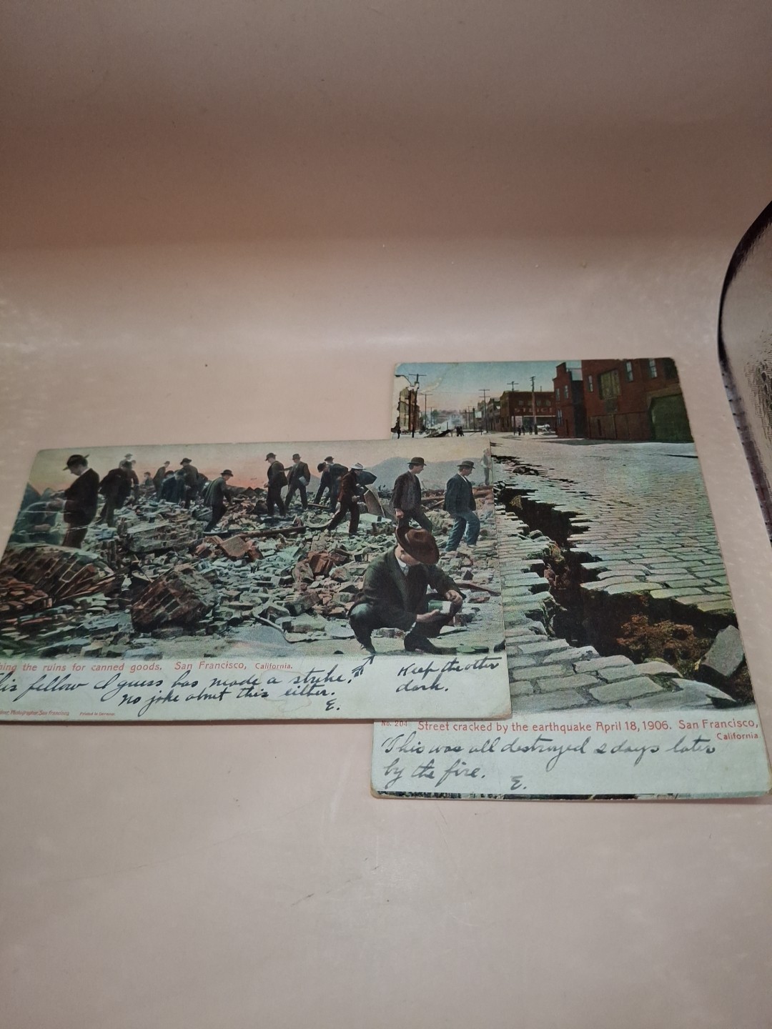 1906 S.F. EARTHQUAKE postcards lot of 2 vintage 1906 S.F. EARTHQUAKE postcards lot of 2 vintage