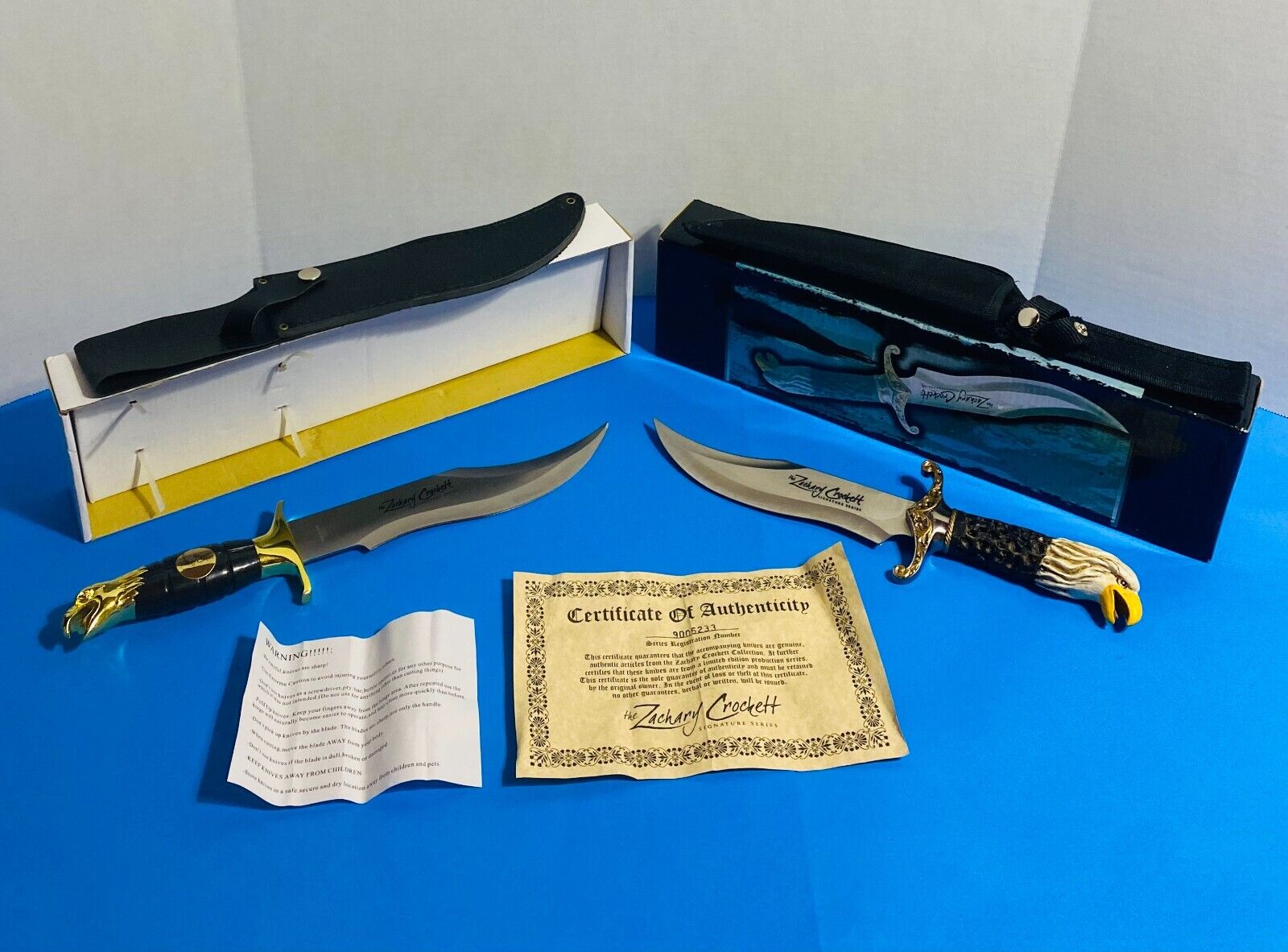 Two Estate Sale Zachary Crockett Signature Series Hunting Knife Brand Eagles Set