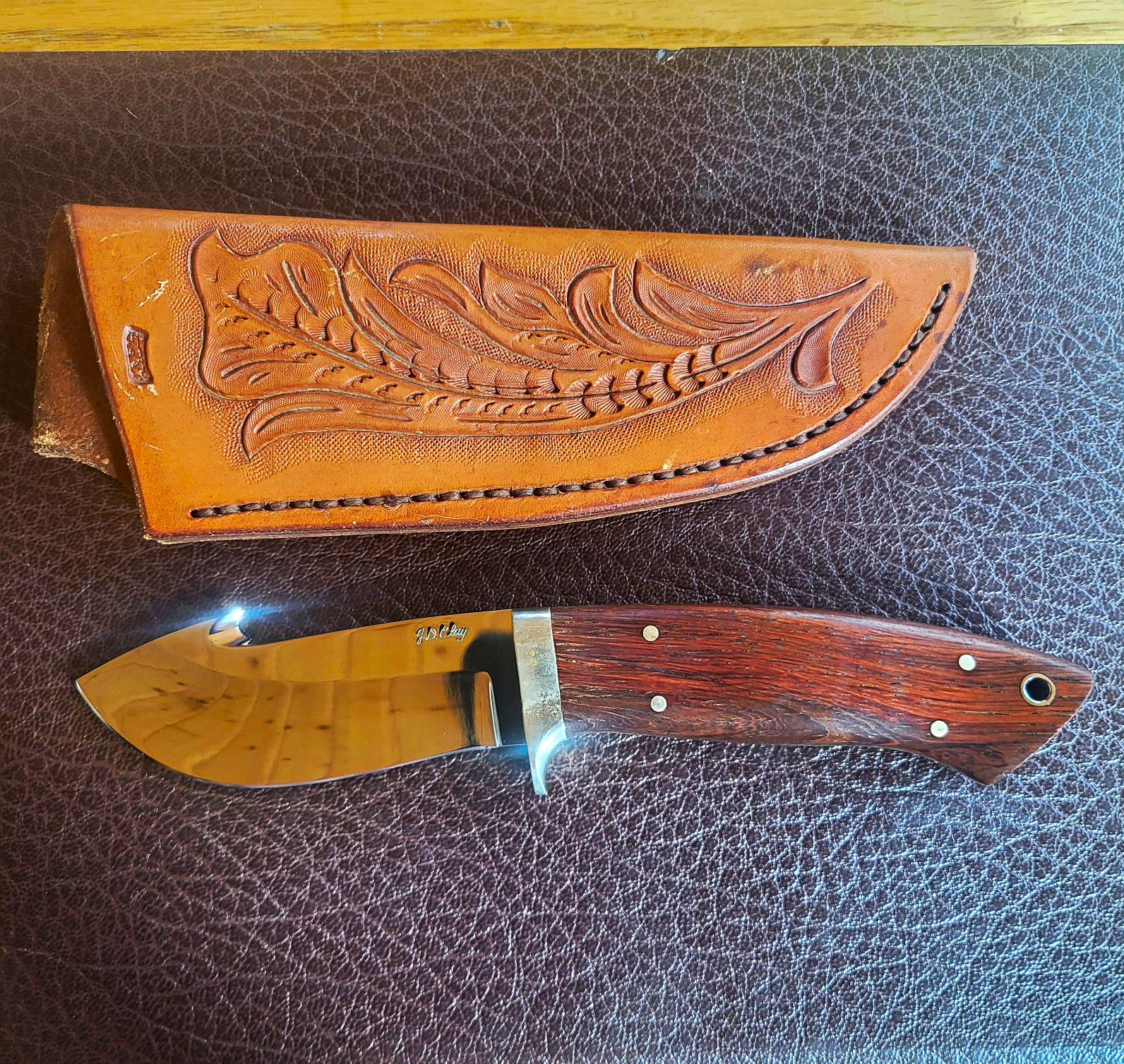 Vintage J.D. Clay Gut Hook Hunter Skinner Fixed Blade Knife Vintage J.D. Clay Gut Hook Hunter Skinner Fixed Blade Knife