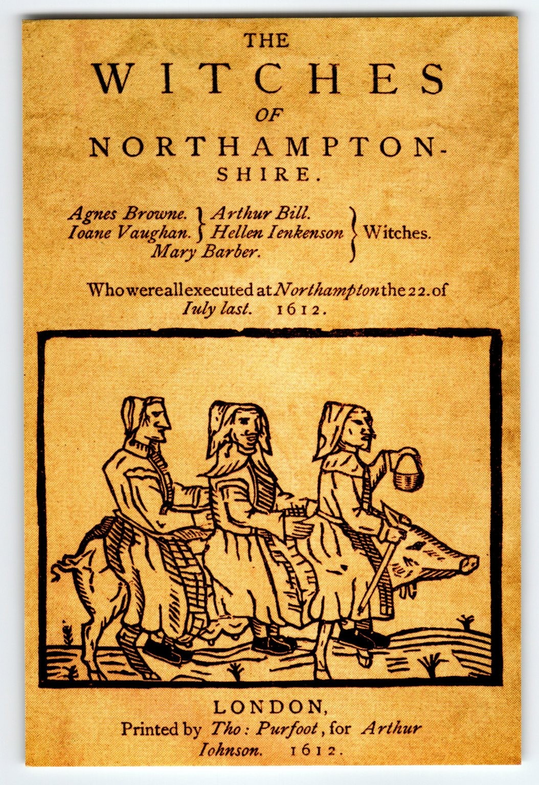 The Witches of Northamptonshire 1612 Woodcut Print 4x6 Historic Art The Witches of Northamptonshire 1612 Woodcut Print 4x6 Historic Art