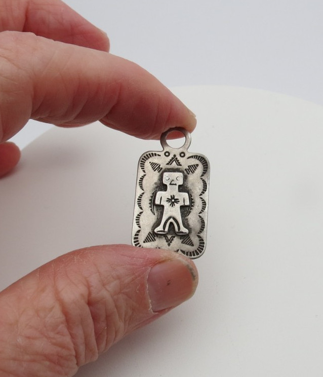 Navajo Fred Harvey sterling silver dog tag pendant vintage Navajo Fred Harvey sterling silver dog tag pendant vintage