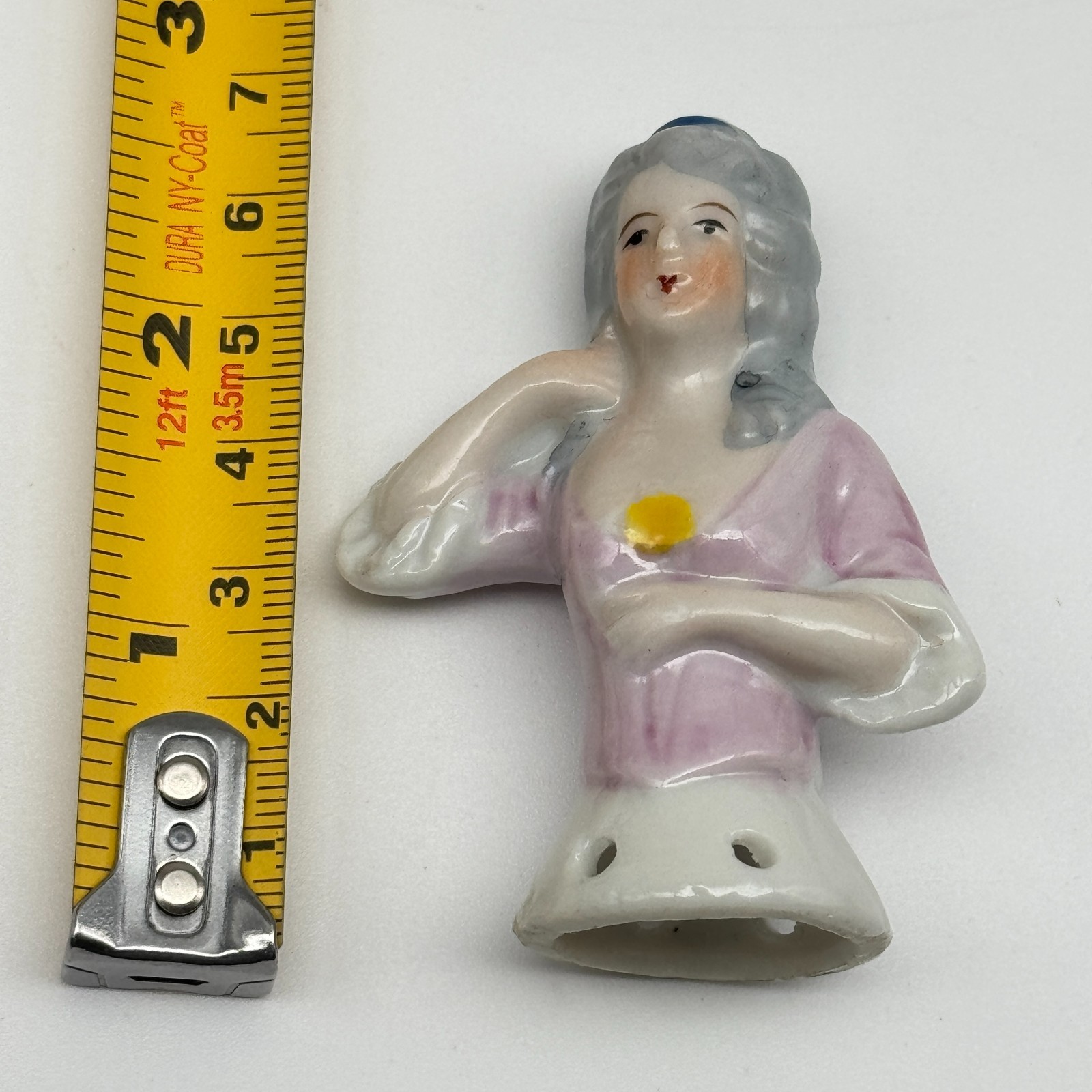 Vintage 1920s Porcelain Half Doll Pin Cushion Lady Pink Dress Made in Japan 3" Vintage 1920s Porcelain Half Doll Pin Cushion Lady Pink Dress Made in Japan 3"