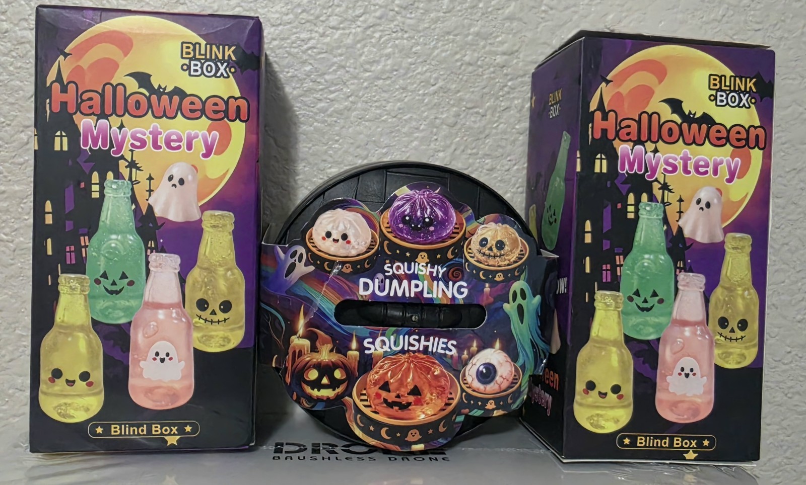 3 Piece Halloween Squishy Bundle  4" Standard Size Dumpling & 2 Blind Boxes