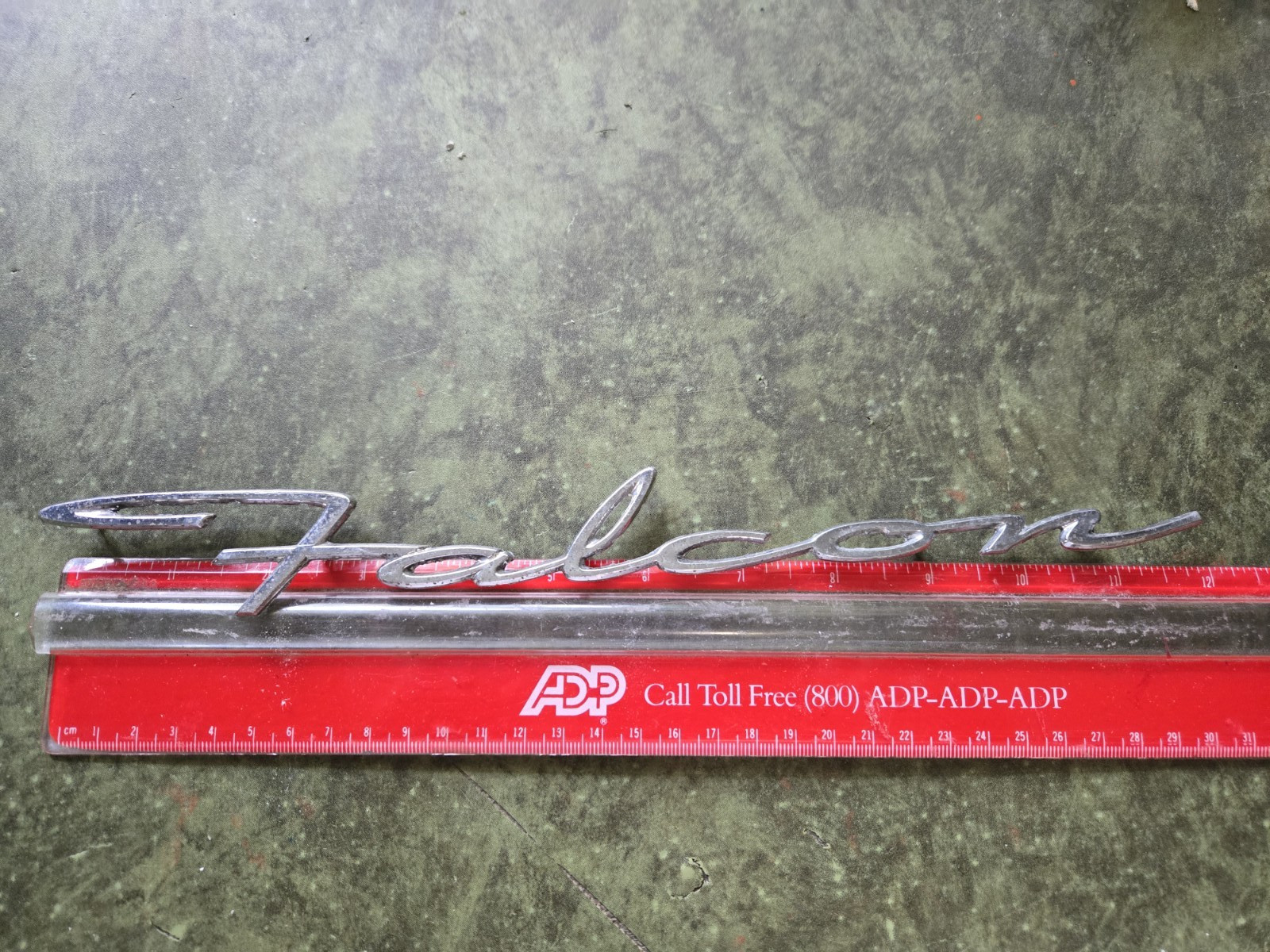 Vintage 1960s Chrome Script Ford Falcon Emblem Vintage 1960s Chrome Script Ford Falcon Emblem