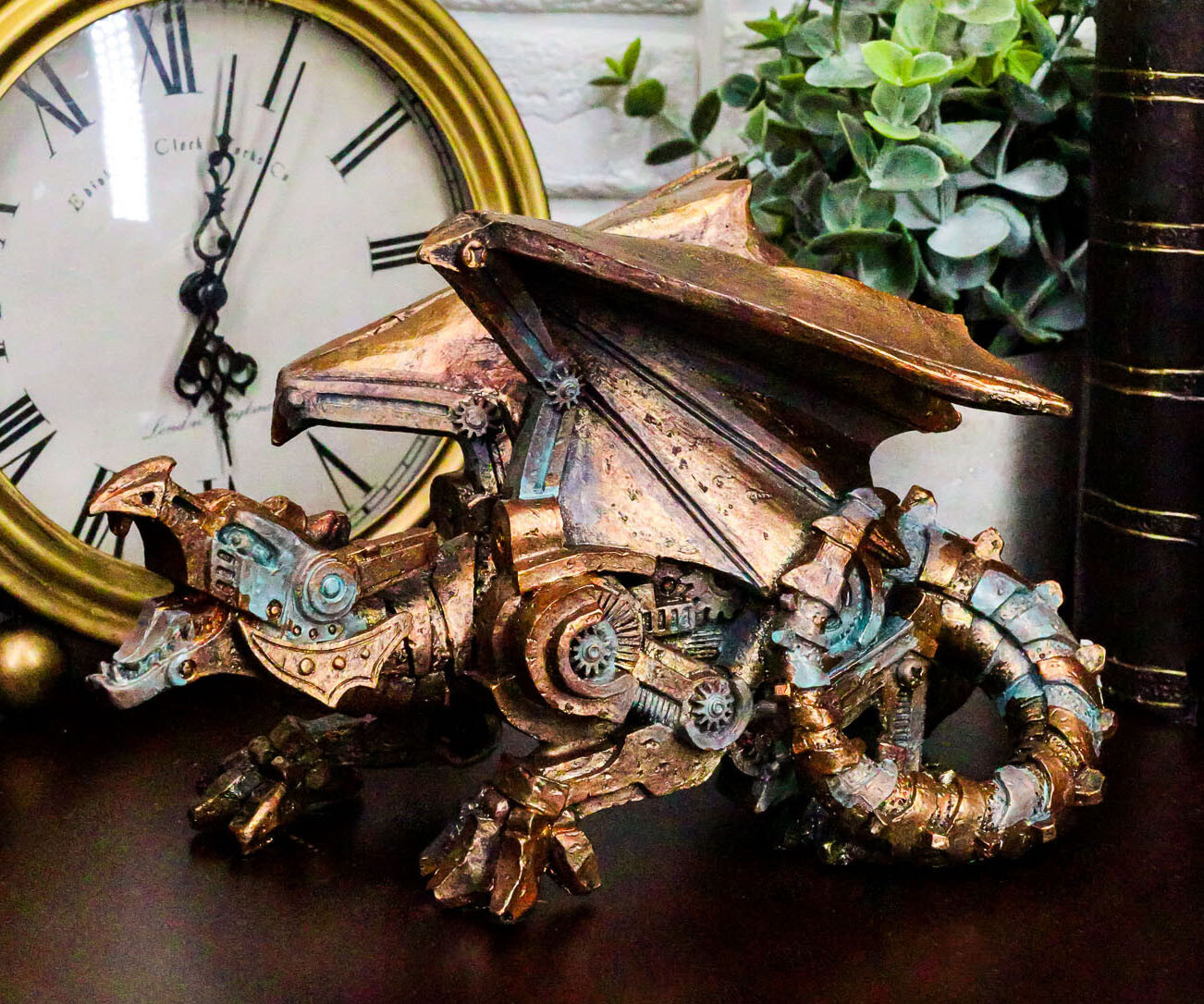 Ebros Roaring Steampunk Copper Skinned Robotic Cyborg Winged Dragon Figurine Ebros Roaring Steampunk Copper Skinned Robotic Cyborg Winged Dragon Figurine