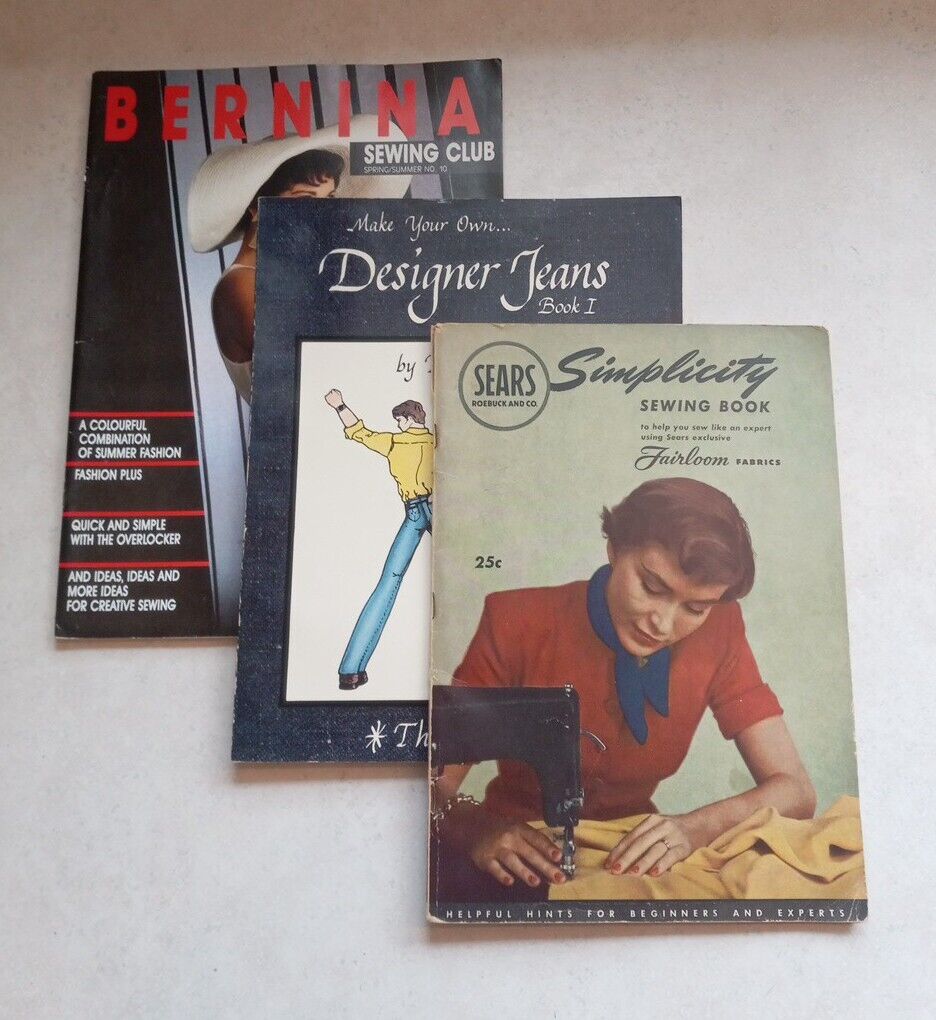 Lot of 3 Vintage Sewing Magazines Bernina Simplicity Sewing Book