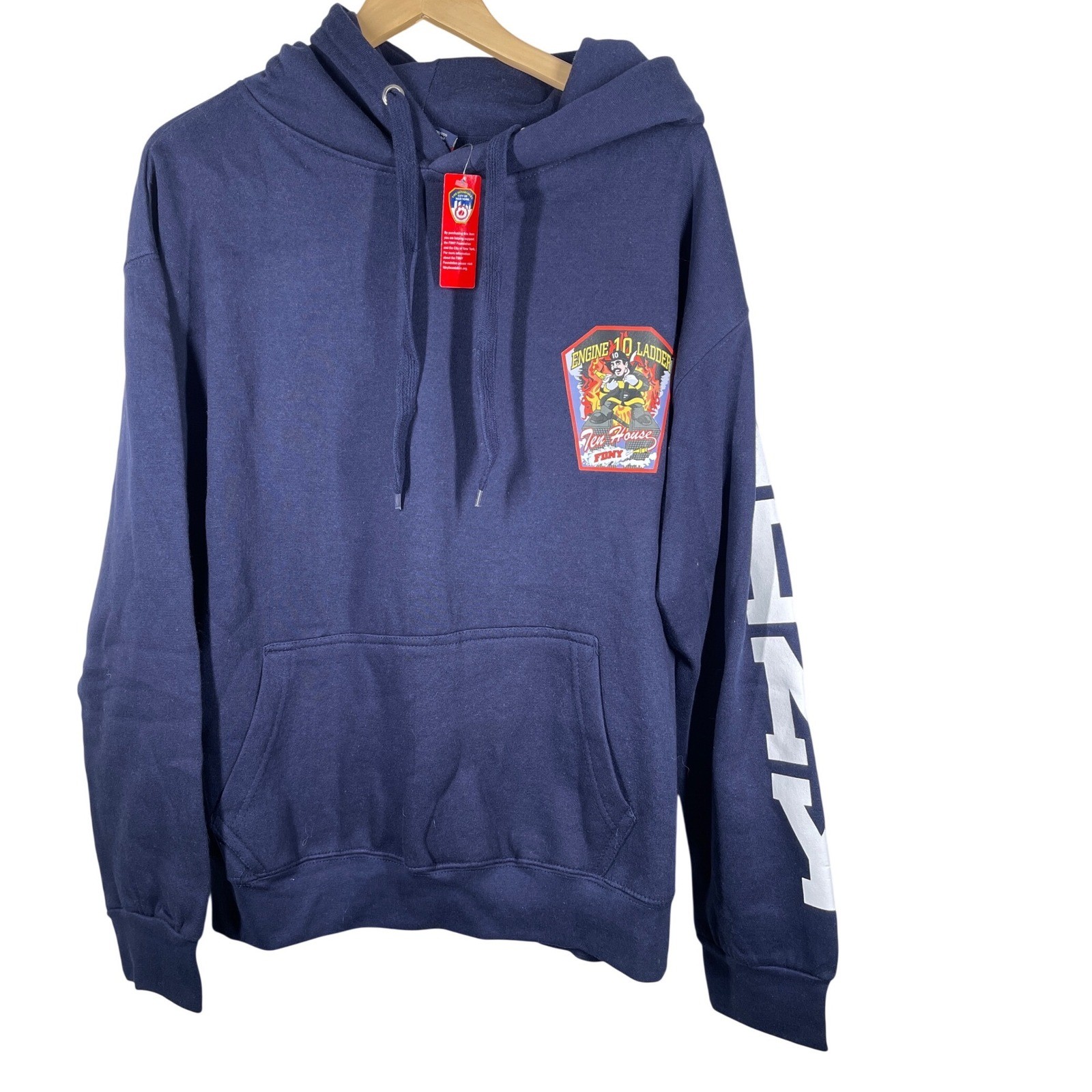 FDNY Engine 10 Ladder 10 Still Standing Hoodie Navy Blue L
