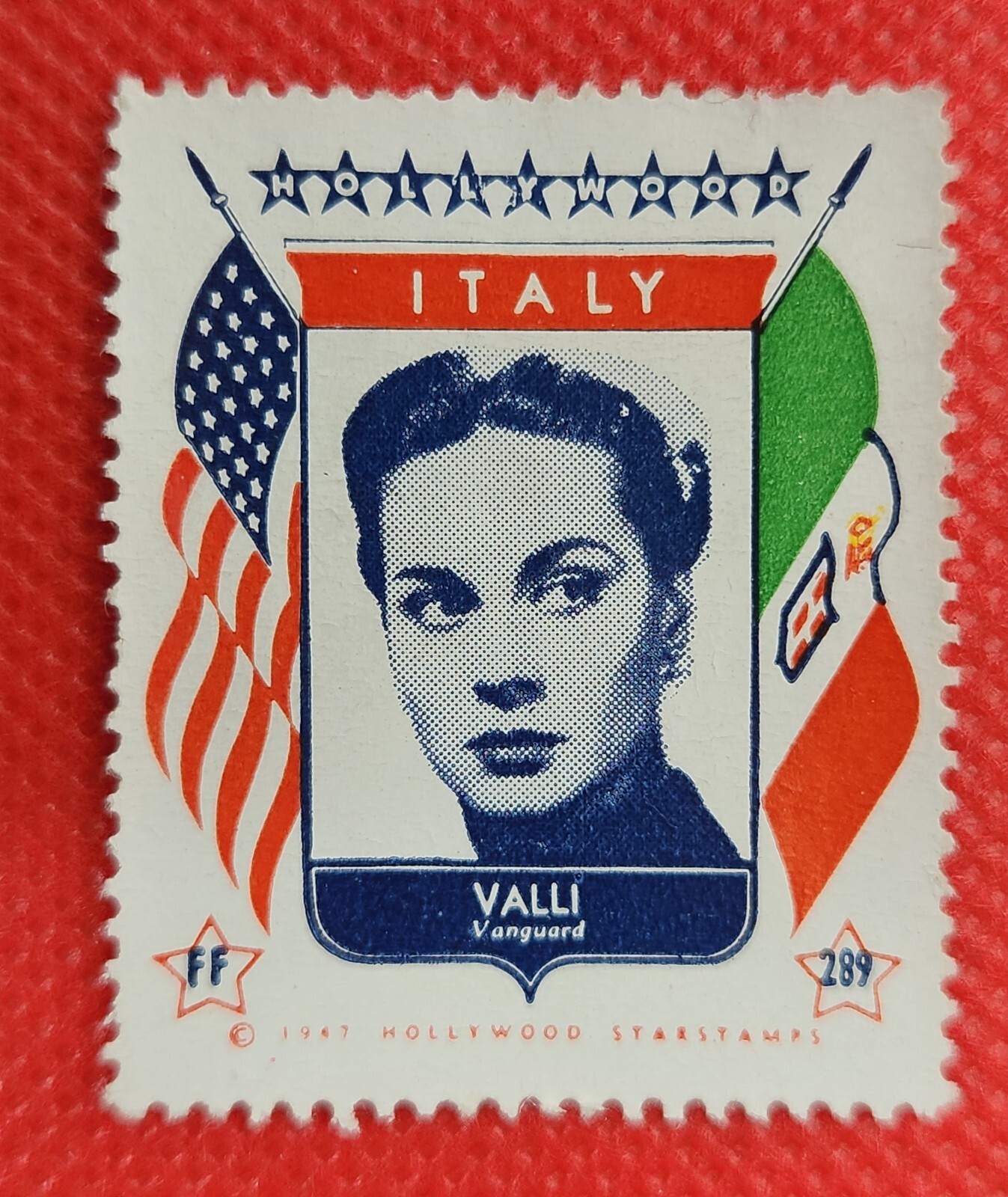 Valli Italy 1947 Hollywood Screen Movie Stars Stamp Trading Card Valli Italy 1947 Hollywood Screen Movie Stars Stamp Trading Card