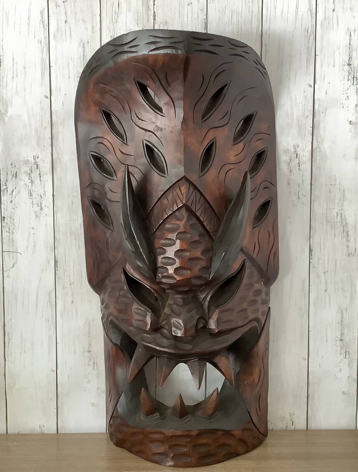 26” Vintage Philippines Demon/Dragon Tribal Wooden Mask . 26” Vintage Philippines Demon/Dragon Tribal Wooden Mask .