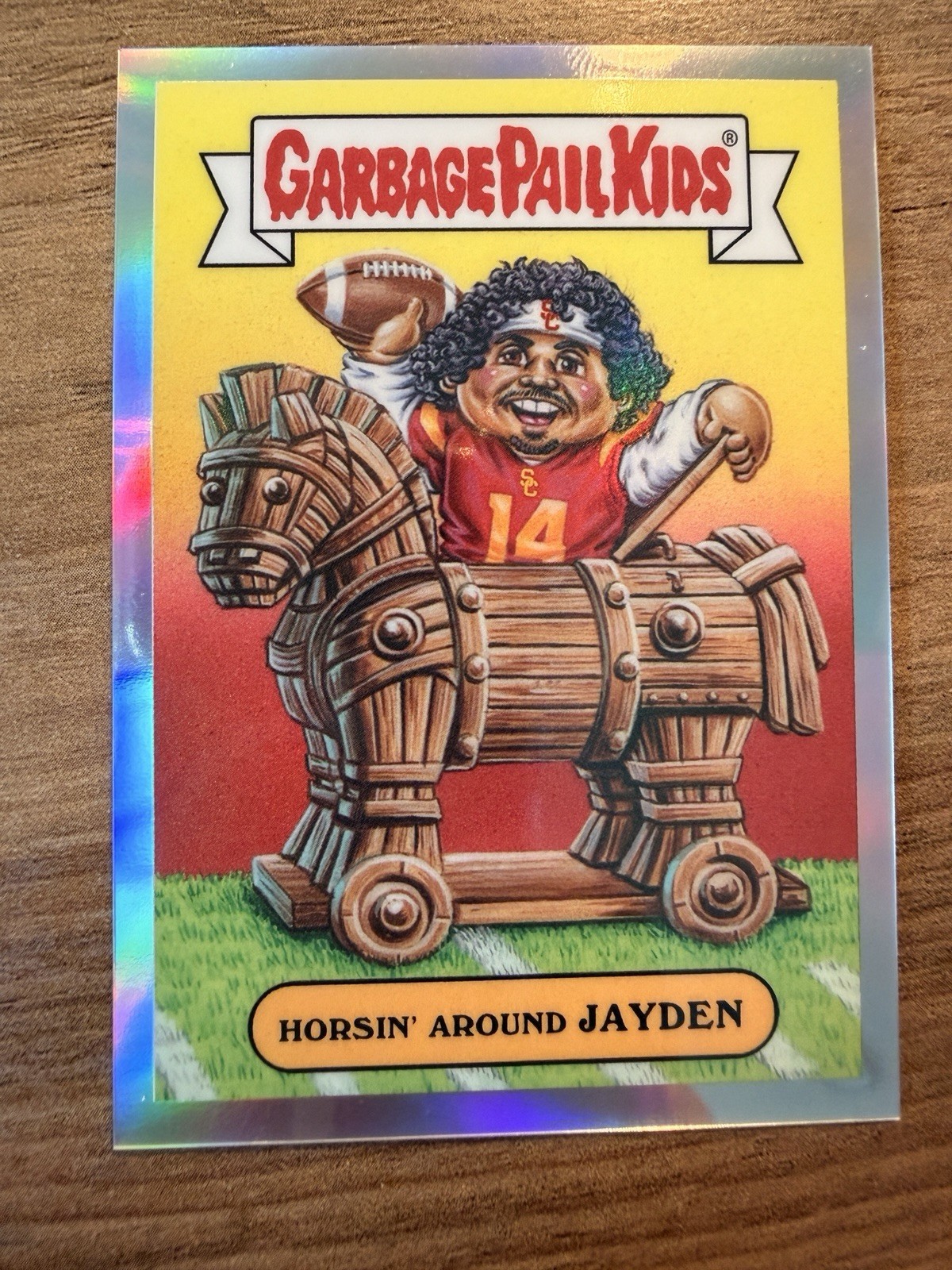 Topps 2026 Garbage Pail Kids Horsin' Around Jayden Maiava Refractor Case Hit USC Topps 2026 Garbage Pail Kids Horsin' Around Jayden Maiava Refractor Case Hit USC