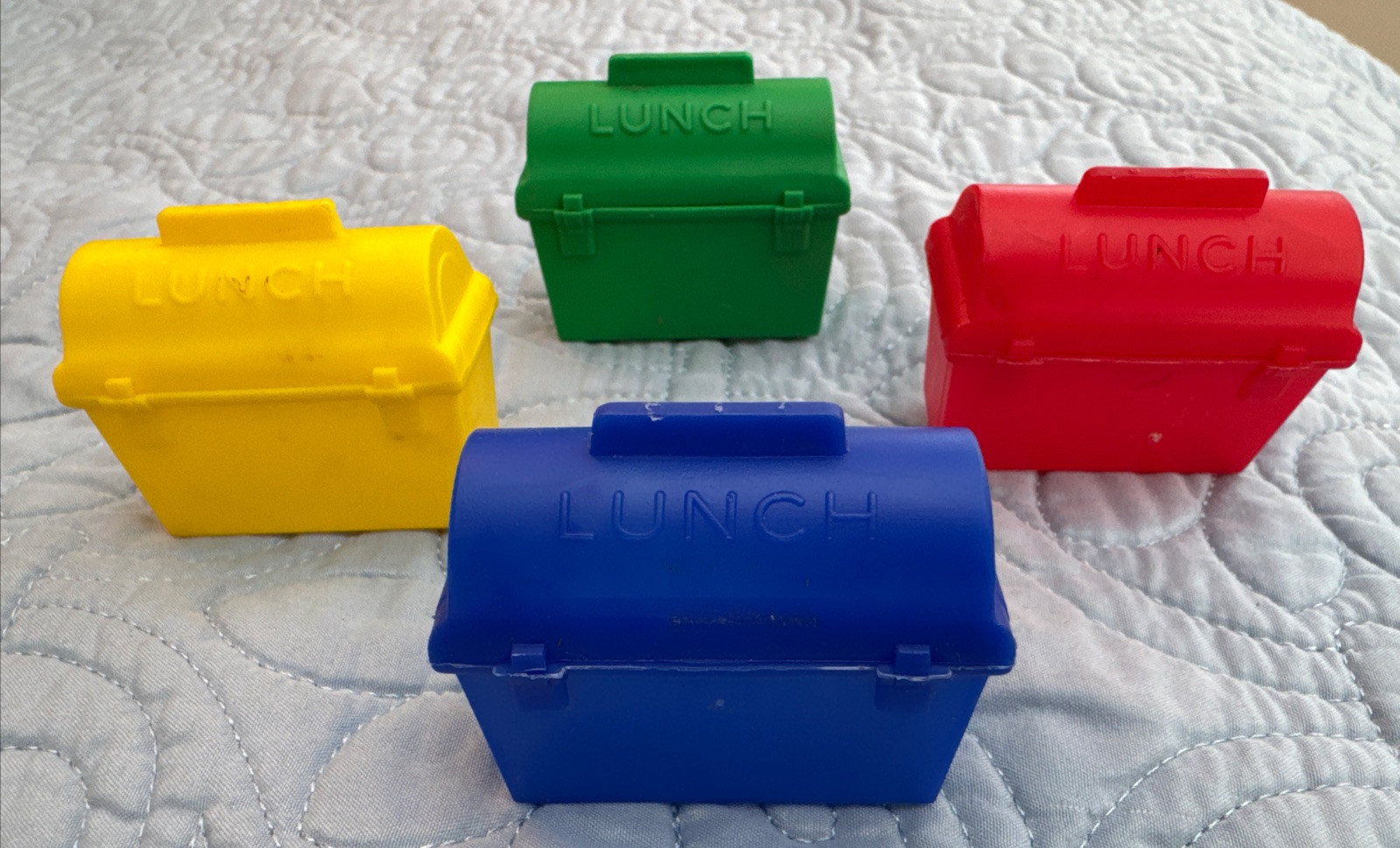 LOT 5 VTG 1970s TOPPS Chewing Gum Miniature Lunch Boxes Red Yellow Green Blue