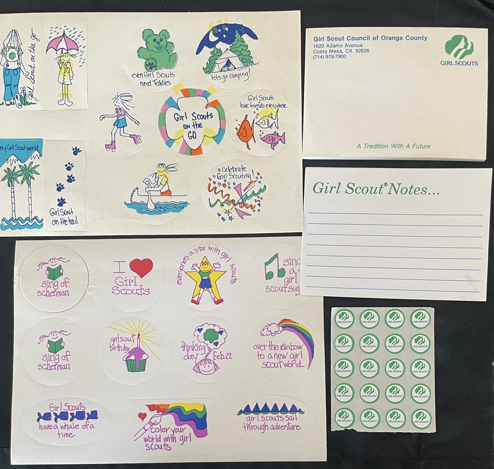 REDUCED VINTAGE 1980’s GIRL SCOUT SHEETS of STICKERS-SHEETS NOTE PAPER-POST-ITS REDUCED VINTAGE 1980’s GIRL SCOUT SHEETS of STICKERS-SHEETS NOTE PAPER-POST-ITS