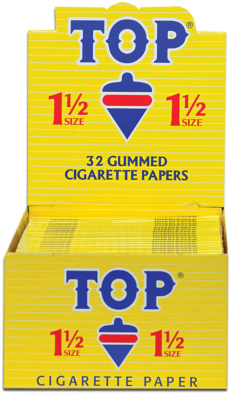 TOP Rolling Paper 1 1/2 Cigarette Paper Fine Gummed 1.5 Size Box of 24 Booklets TOP Rolling Paper 1 1/2 Cigarette Paper Fine Gummed 1.5 Size Box of 24 Booklets