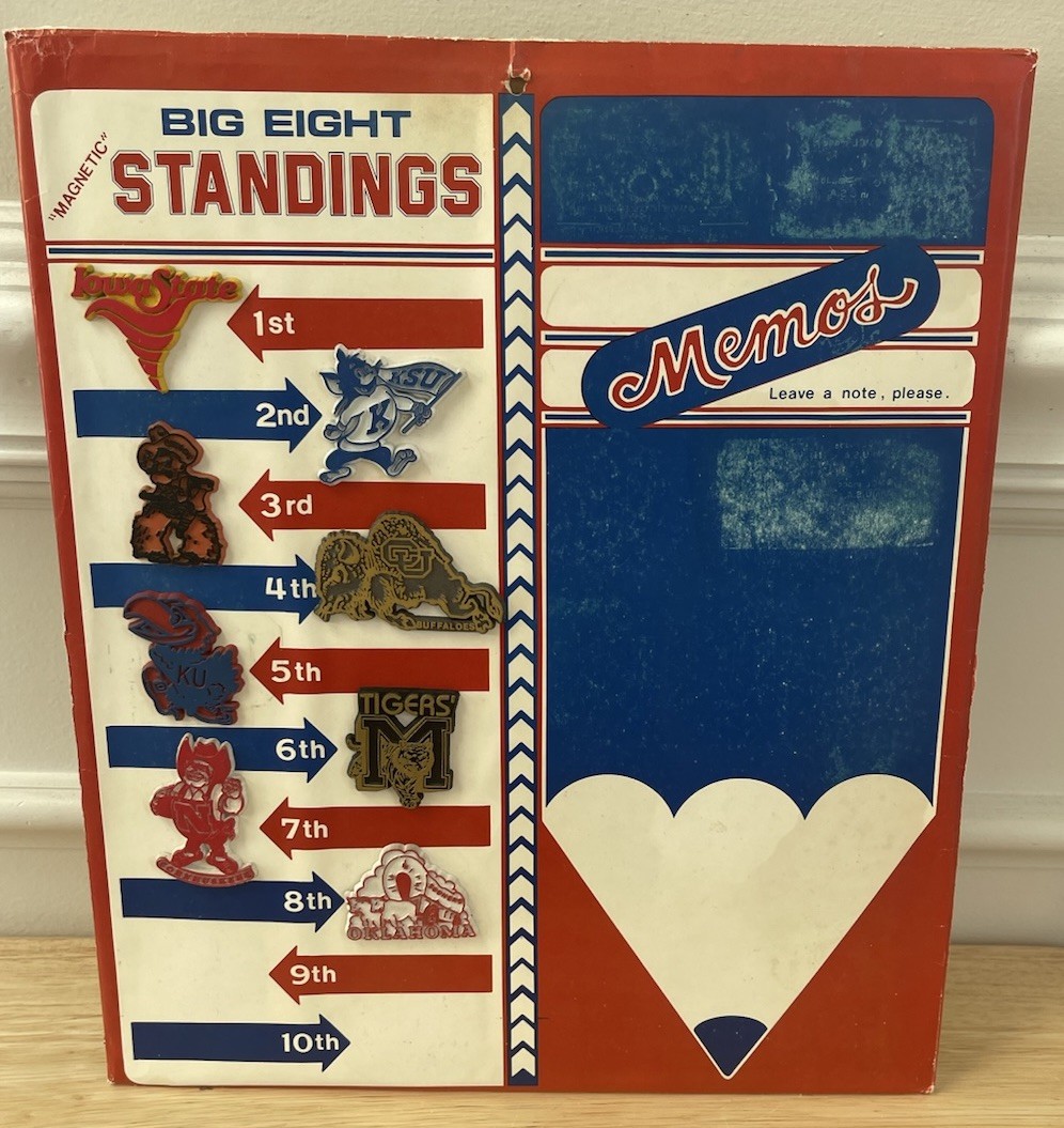 Rare Vintage Big Eight Conference Standings Board With All 8 Magnets
