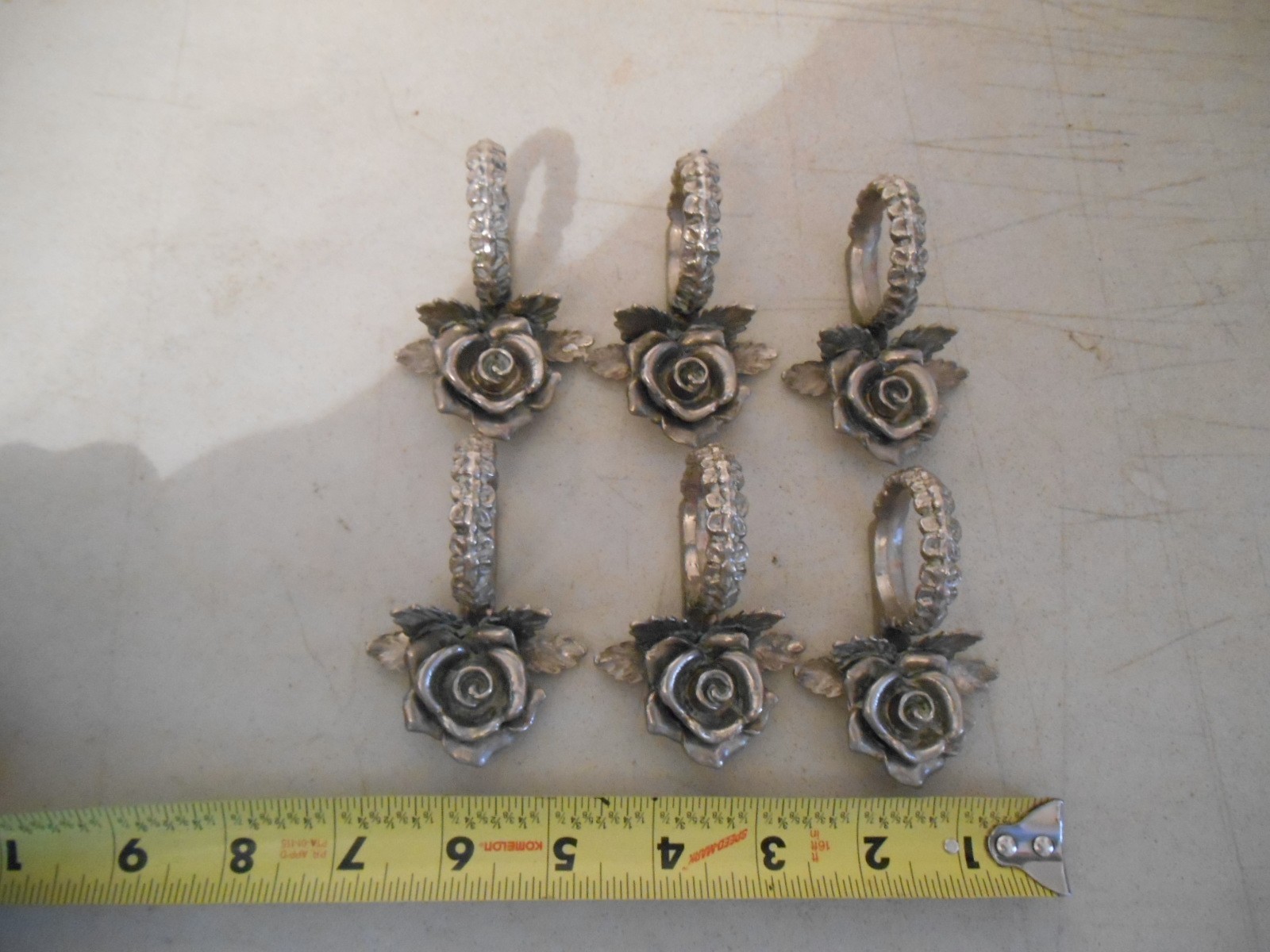 VTG 1970s 6 pcs Princess House "Heritage Rose" Napkin Rings 3D Rose VTG 1970s 6 pcs Princess House "Heritage Rose" Napkin Rings 3D Rose