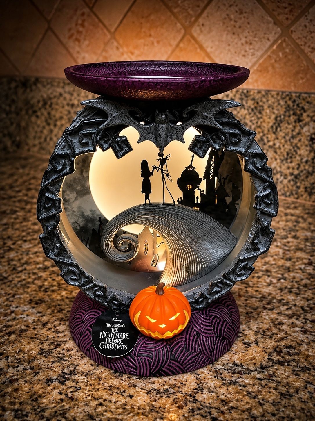 Disney Nightmare Before Christmas spiral hill light up pedestal candle holder