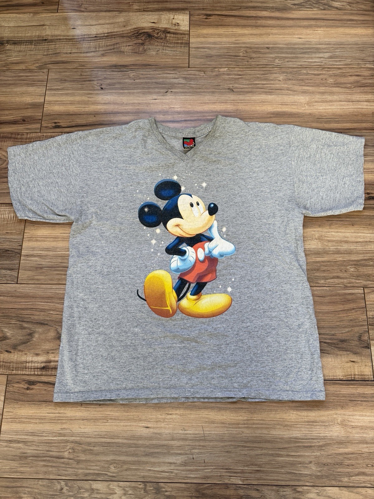 Vintage 90s Disney Mickey Mouse Unlimited Graphic T Shirt Gray V Neck L Vintage 90s Disney Mickey Mouse Unlimited Graphic T Shirt Gray V Neck L
