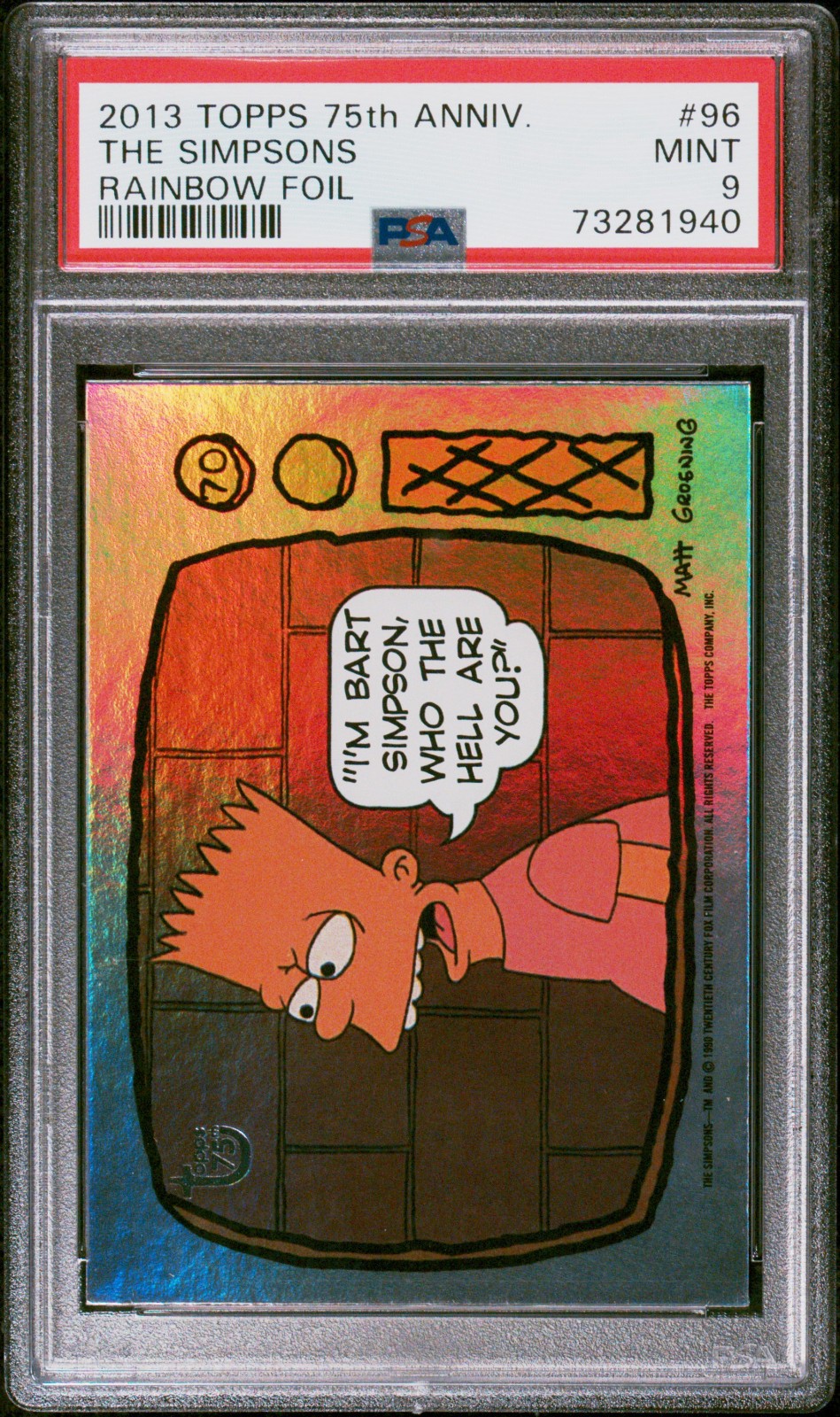 2013 TOPPS 75TH ANNIVERSARY RAINBOW FOIL #96 THE SIMPSONS PSA 9 2013 TOPPS 75TH ANNIVERSARY RAINBOW FOIL #96 THE SIMPSONS PSA 9