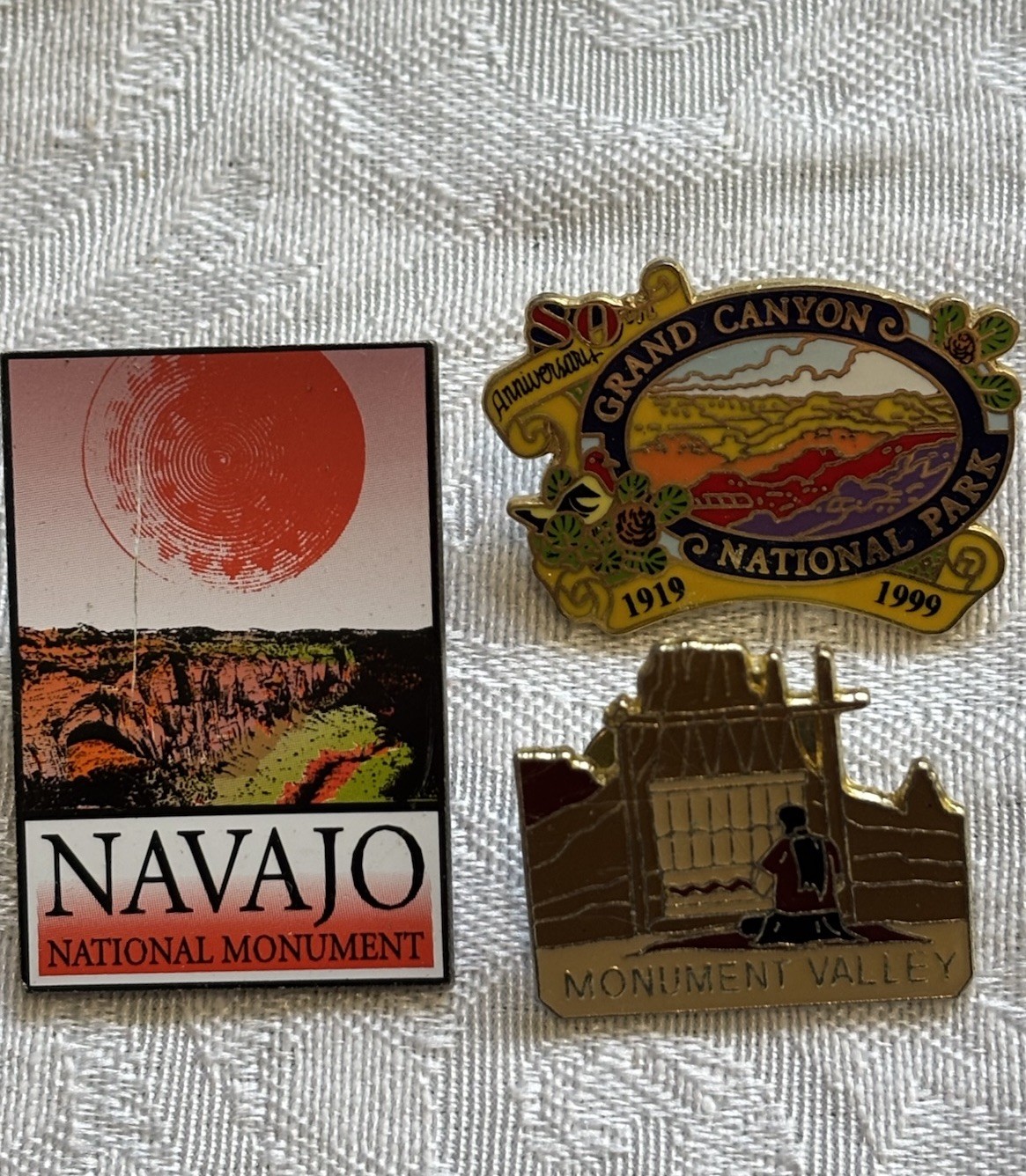Vtg Utah Enamel Travel Pin Lot Navajo Monument (Scratched), Grand Canyon, Valley