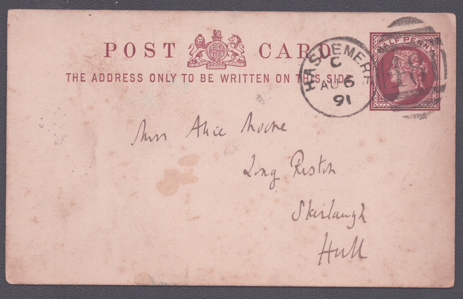 ALFRED LORD TENNYSON - THIRD PERSON AUTOGRAPH NOTE 08/06/1891 ALFRED LORD TENNYSON - THIRD PERSON AUTOGRAPH NOTE 08/06/1891