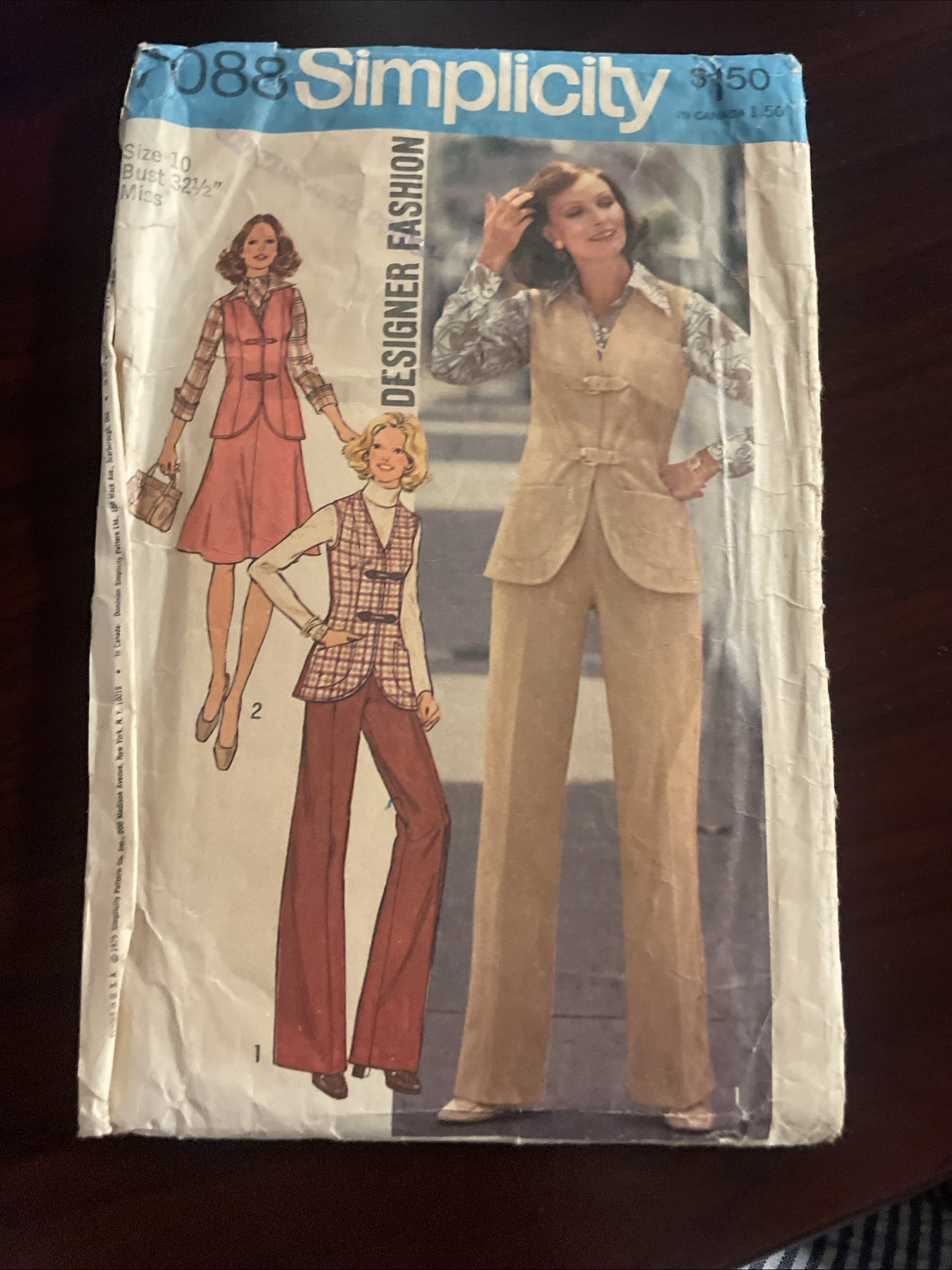 Simplicity7088VintageSewingPatterns WomenVest/BiasSkirt/PantsMISSINGINSTRUCTIONS Simplicity7088VintageSewingPatterns WomenVest/BiasSkirt/PantsMISSINGINSTRUCTIONS