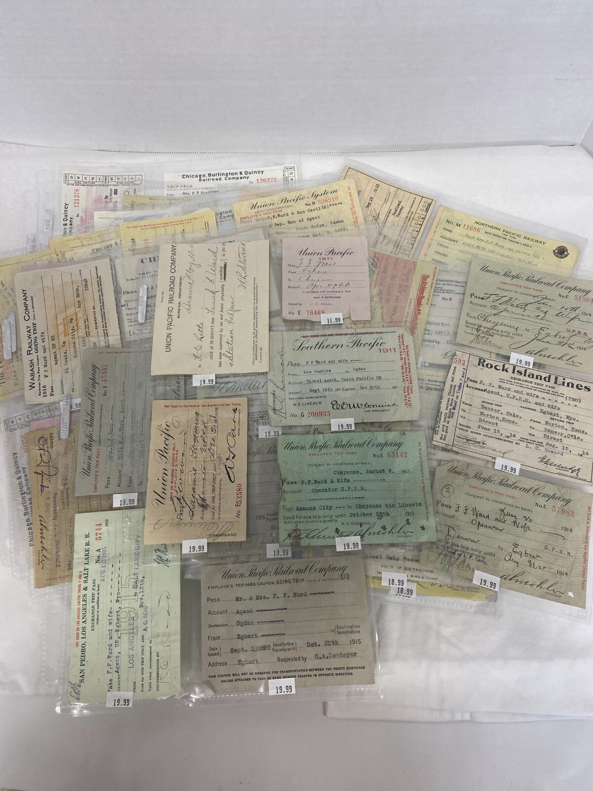 ✨INCREDIBLE VINTAGE RAILROAD TRIP PASS COLLECTION - 97 PASSES - 1908 TO 1960 ✨ ✨INCREDIBLE VINTAGE RAILROAD TRIP PASS COLLECTION - 97 PASSES - 1908 TO 1960 ✨