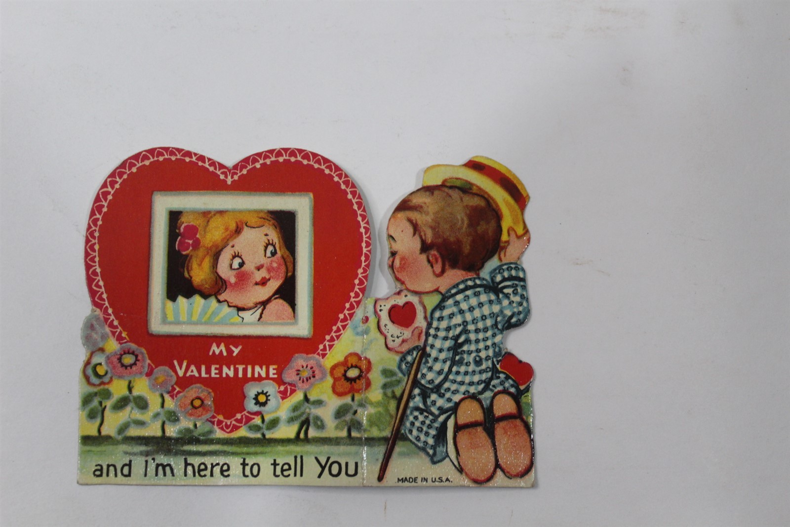 Glossy Die Cut Valentine Card Made in USA Vintage Collectible Glossy Die Cut Valentine Card Made in USA Vintage Collectible