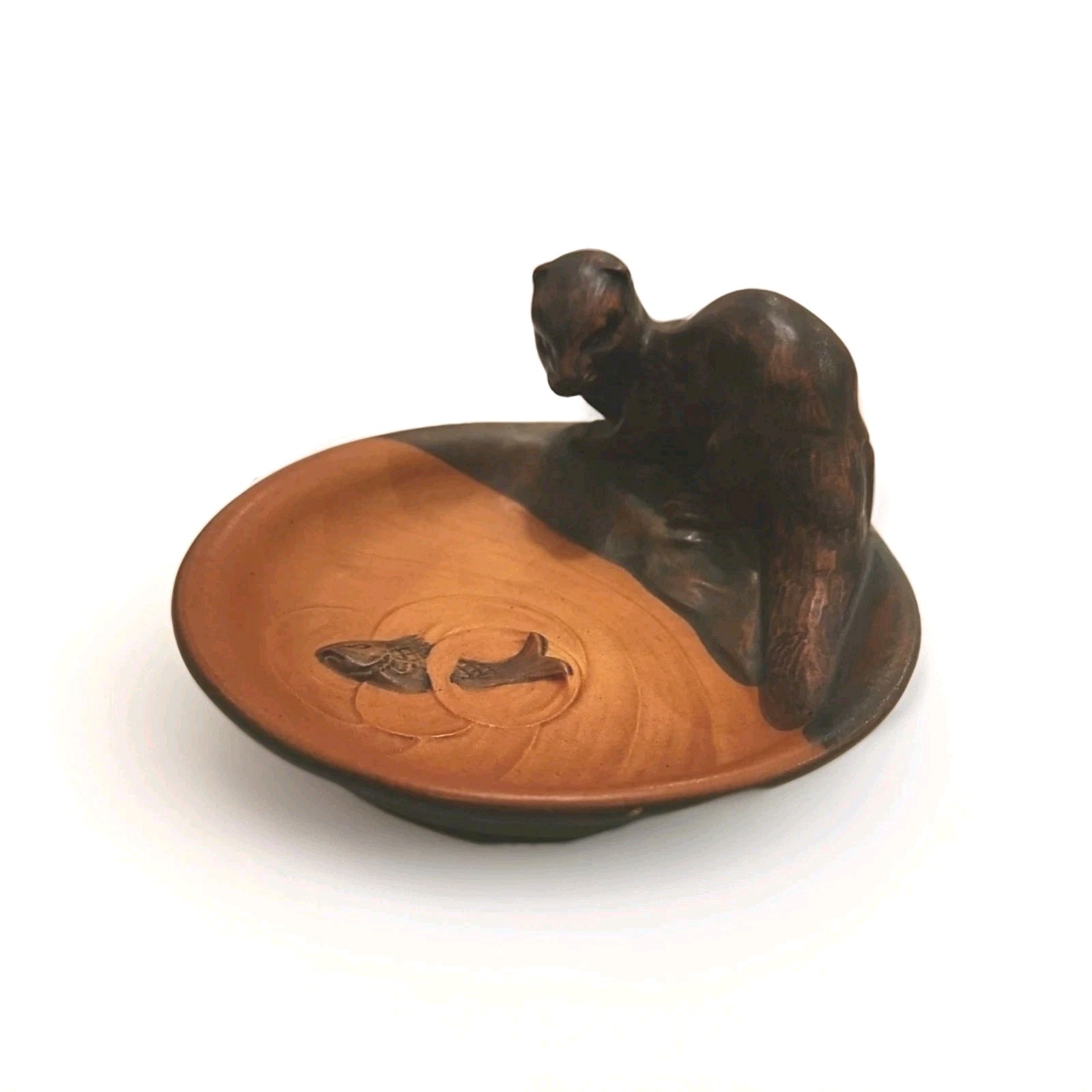 P. Ipsens Enke Danish Art Nouveau Odder Catching A Fish P. Ipsens Enke Danish Art Nouveau Odder Catching A Fish