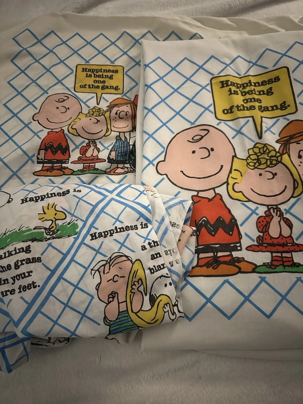 Vintage 1970s Peanuts and Gang Twin Bed Sheet Set Charlie Brown Snoopy Vintage 1970s Peanuts and Gang Twin Bed Sheet Set Charlie Brown Snoopy
