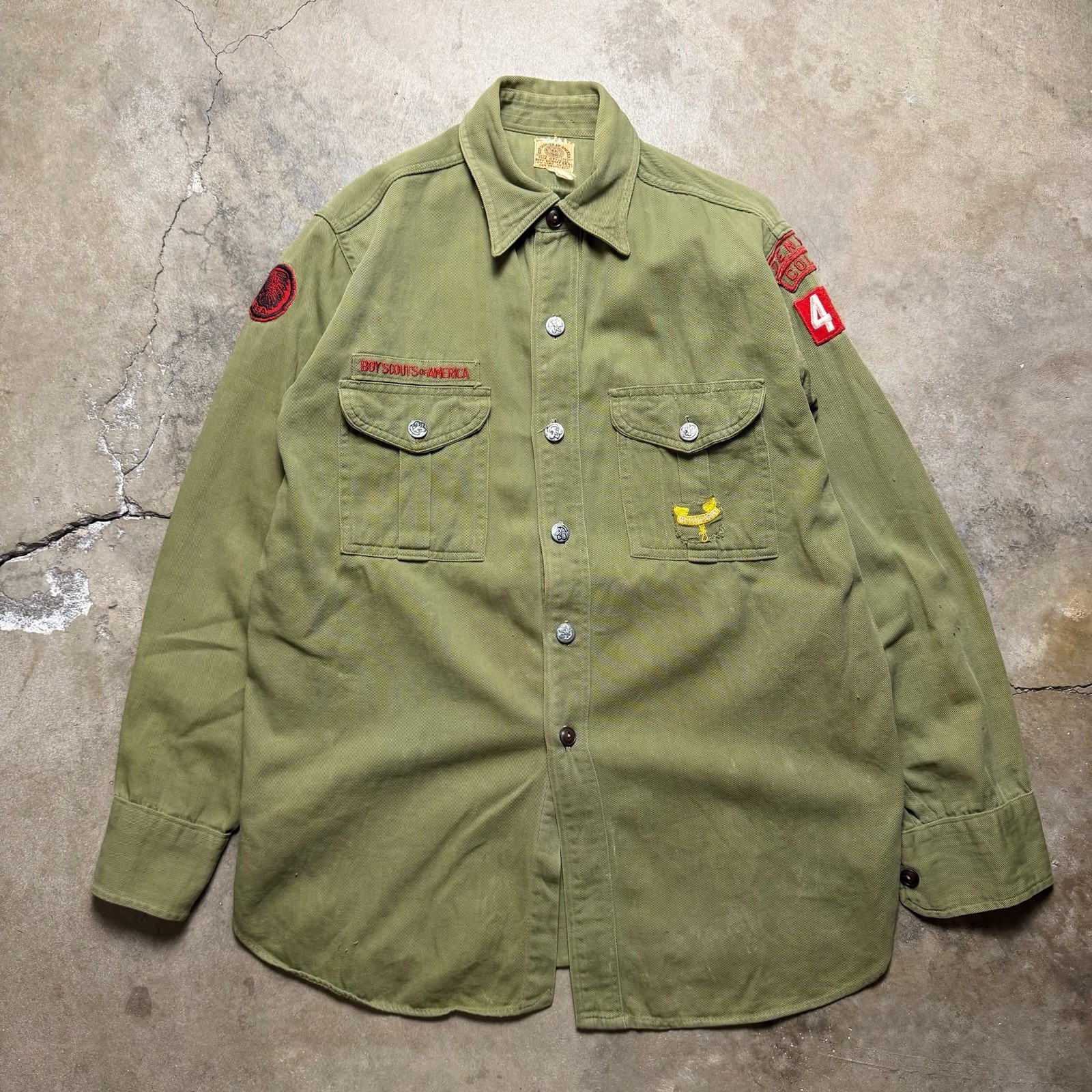 Vintage 40s Boy Scouts of America Shirt Mens Small Green Troop 42 Uniform Patch Vintage 40s Boy Scouts of America Shirt Mens Small Green Troop 42 Uniform Patch