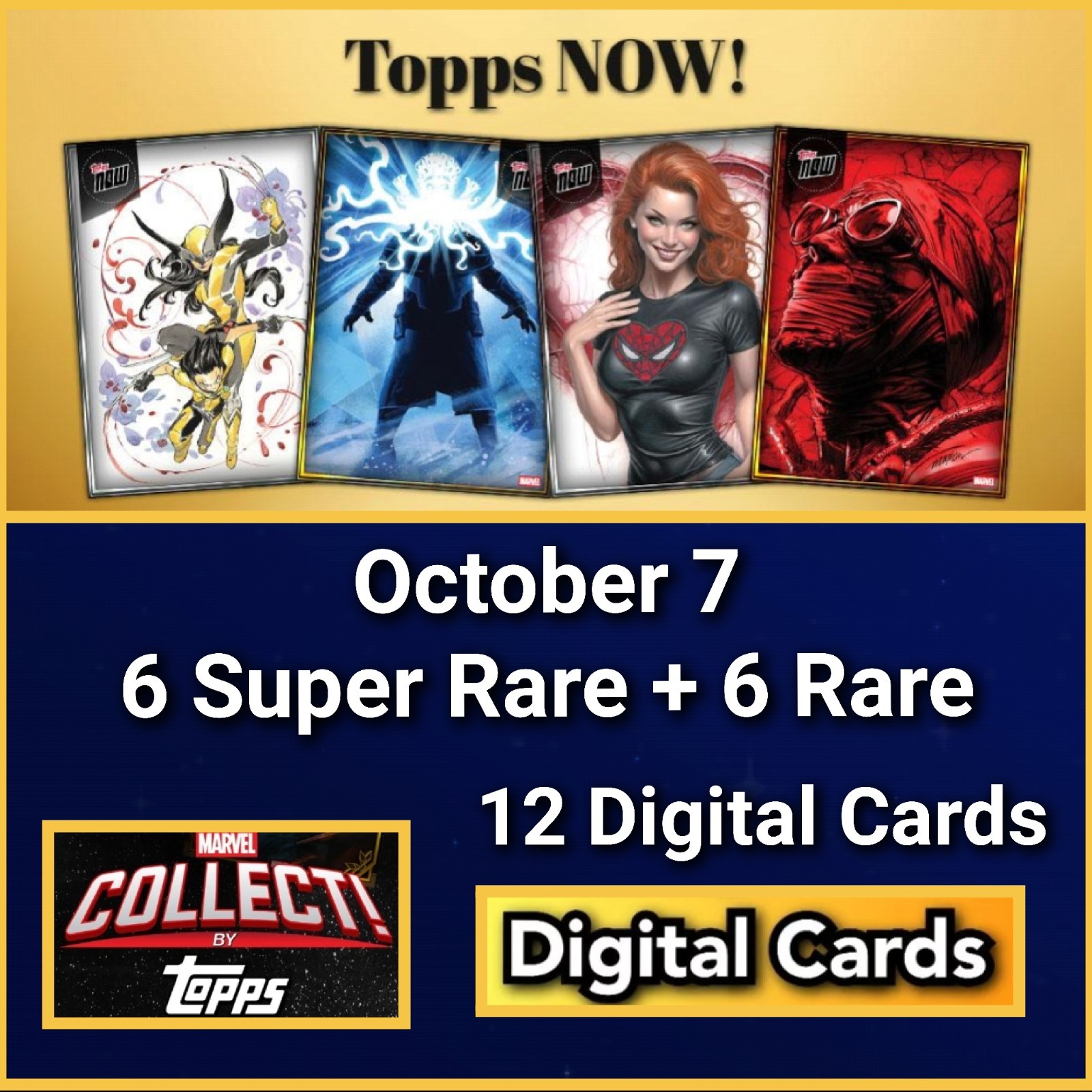 Topps Marvel Collect TOPPS NOW 2026 October 7 6 Super Rare + 6 Rare Topps Marvel Collect TOPPS NOW 2026 October 7 6 Super Rare + 6 Rare
