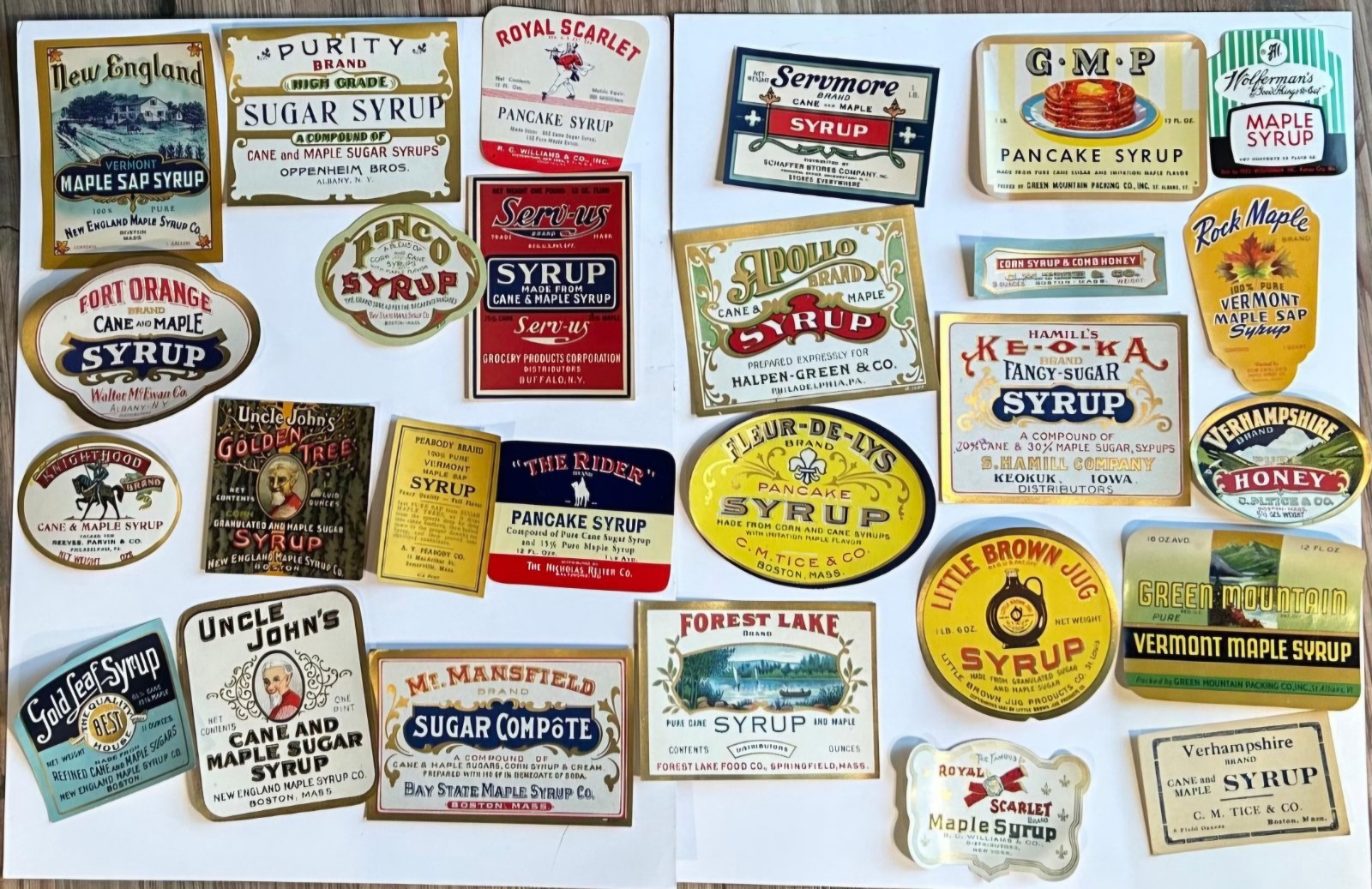 Lot of 27 Different Vintage Old Syrup Labels