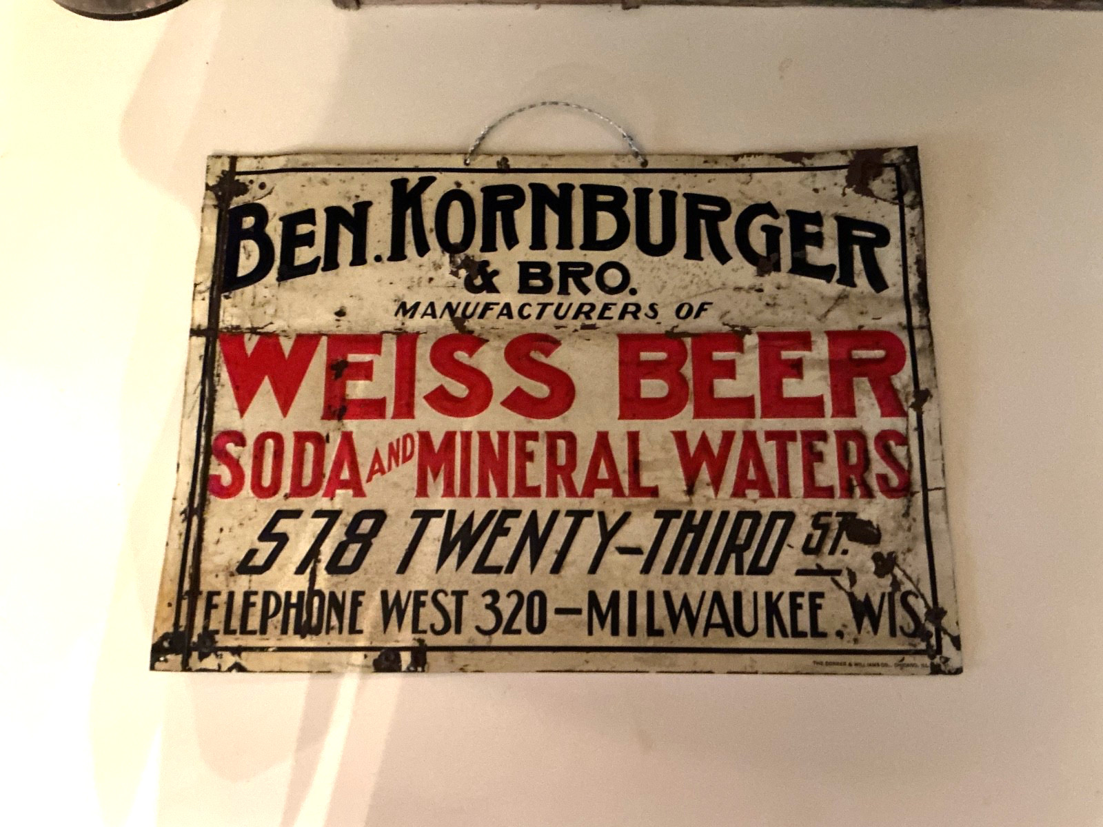 Antique Pre Prohibition Tin Beer Sign 1911-1920 Milw. Wi. Antique Pre Prohibition Tin Beer Sign 1911-1920 Milw. Wi.