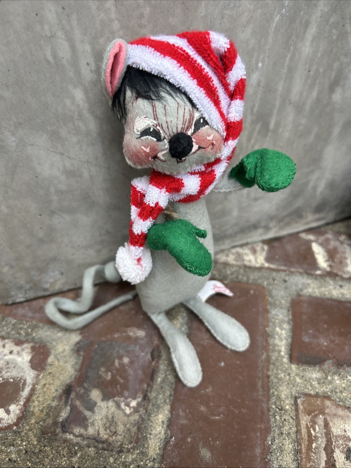 Vtg Annalee Christmas Mouse Holly Wreath Stocking Cap 1980 Remake of 1965 Doll Vtg Annalee Christmas Mouse Holly Wreath Stocking Cap 1980 Remake of 1965 Doll