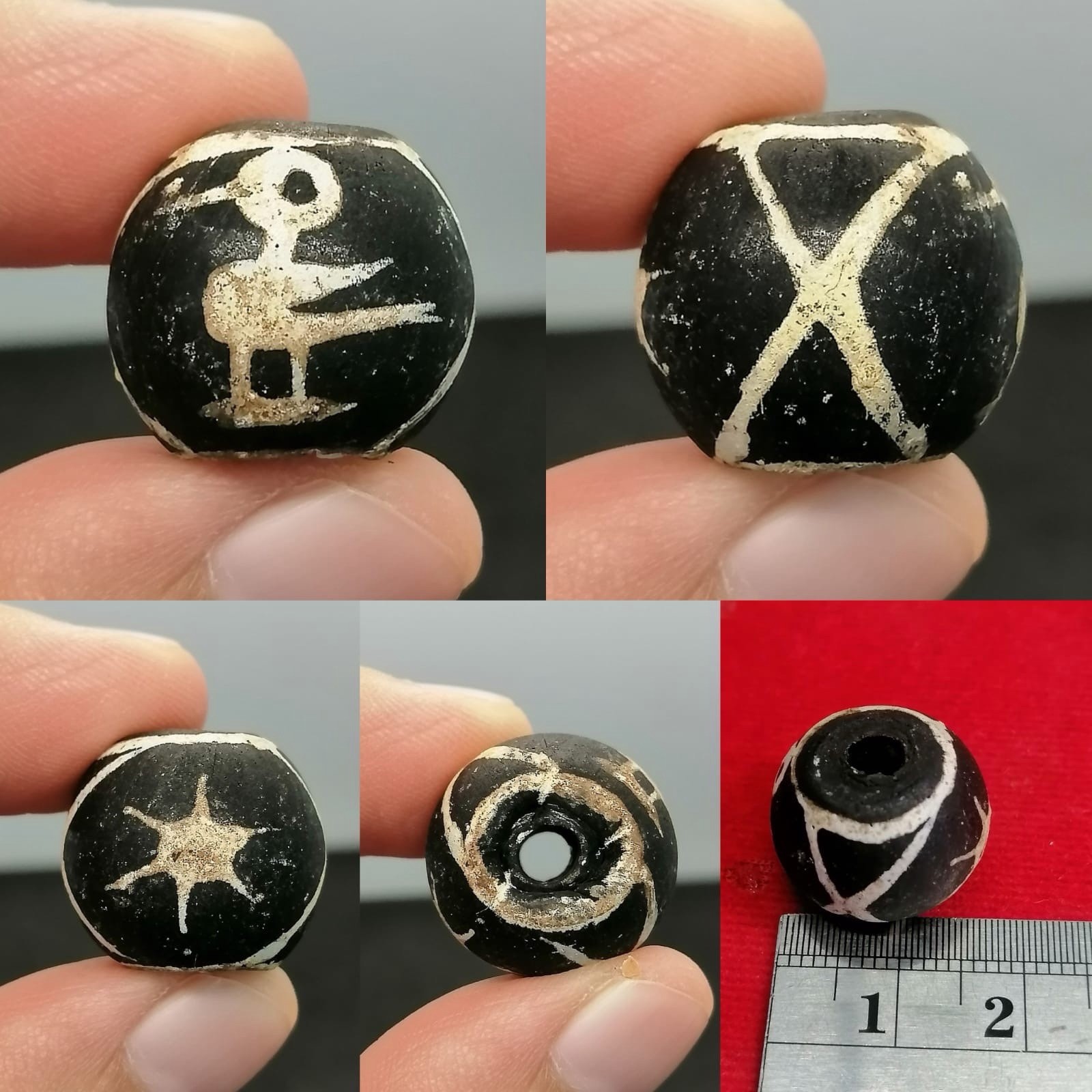 Antique Black Stone Etched Bird Star Amulet Bead Rare Roman Bead Antique Black Stone Etched Bird Star Amulet Bead Rare Roman Bead