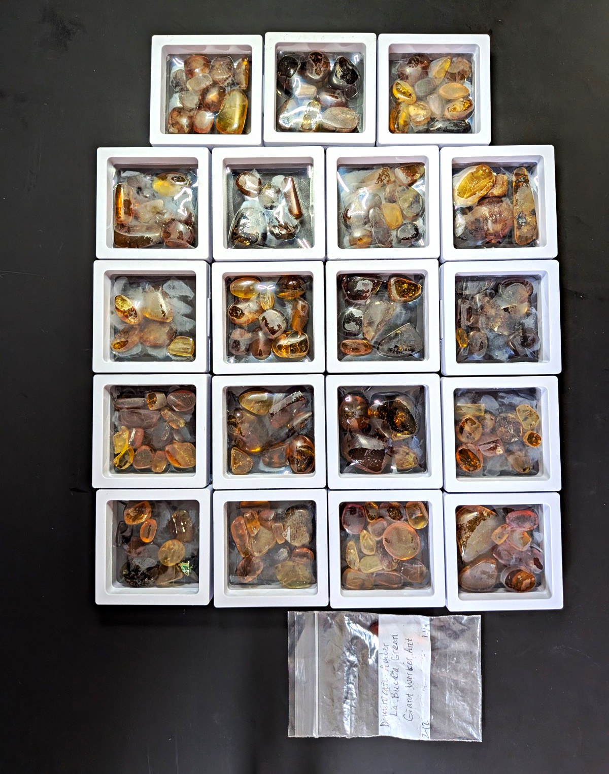 Huge Lot Of 134 Pieces Of Amber Multiple Inclusions, Cases Spiders Plants Etc.