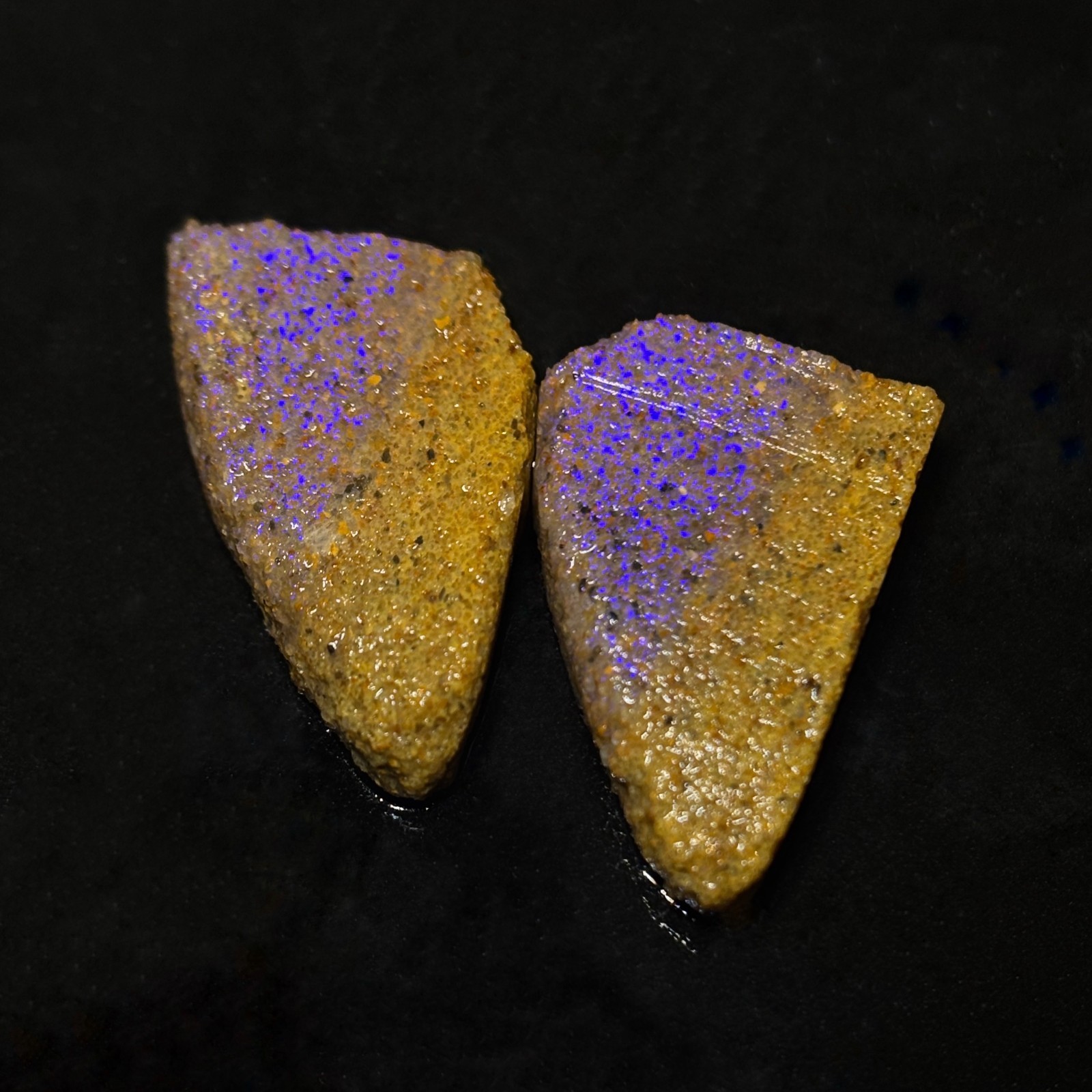 Raw Louisiana Vernon Parish Fuchsia Hex Opal Pair