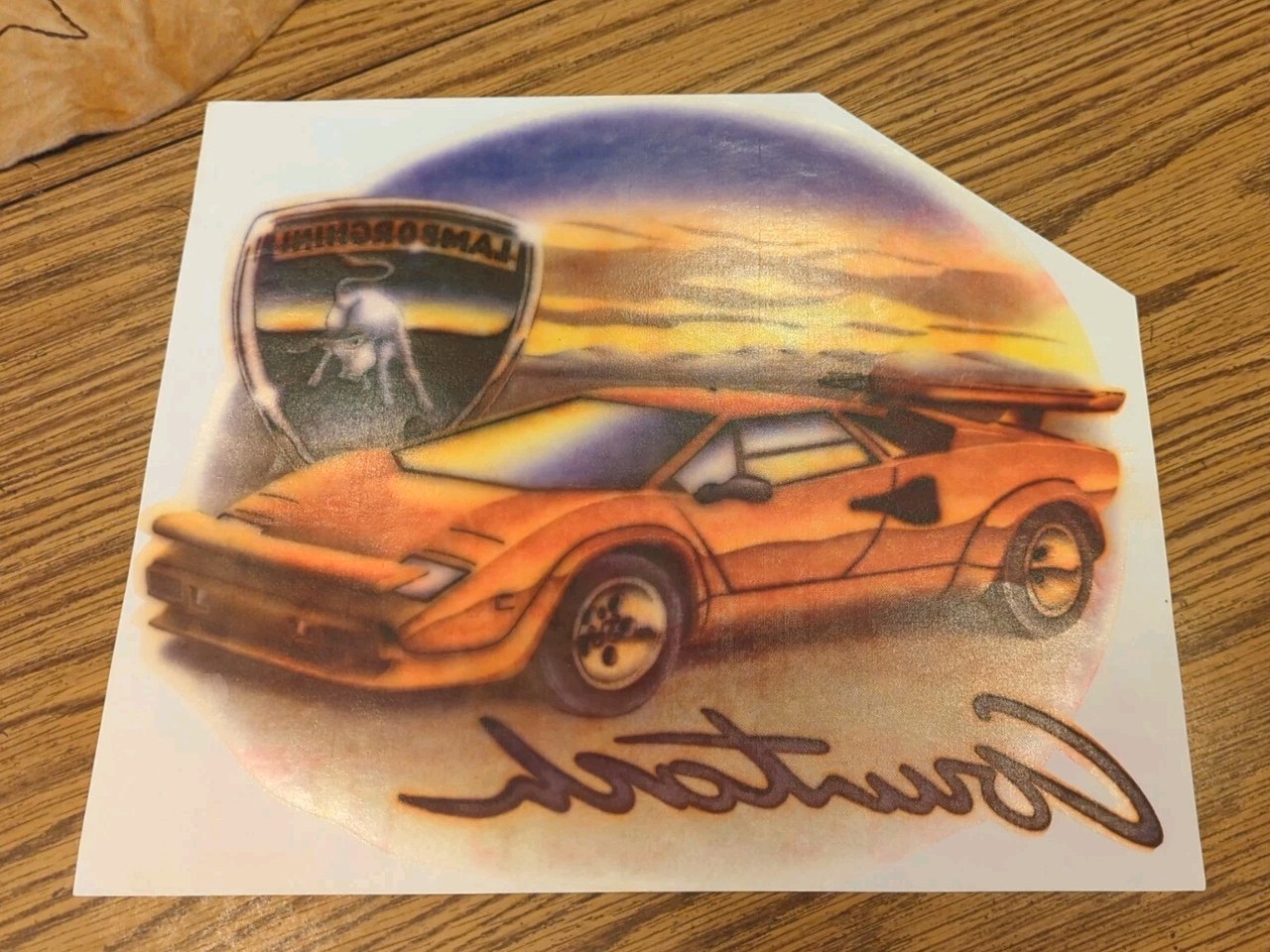 Vintage 1980s Lamborghini Countach Car Heat Transfer Iron On Original Large Vintage 1980s Lamborghini Countach Car Heat Transfer Iron On Original Large