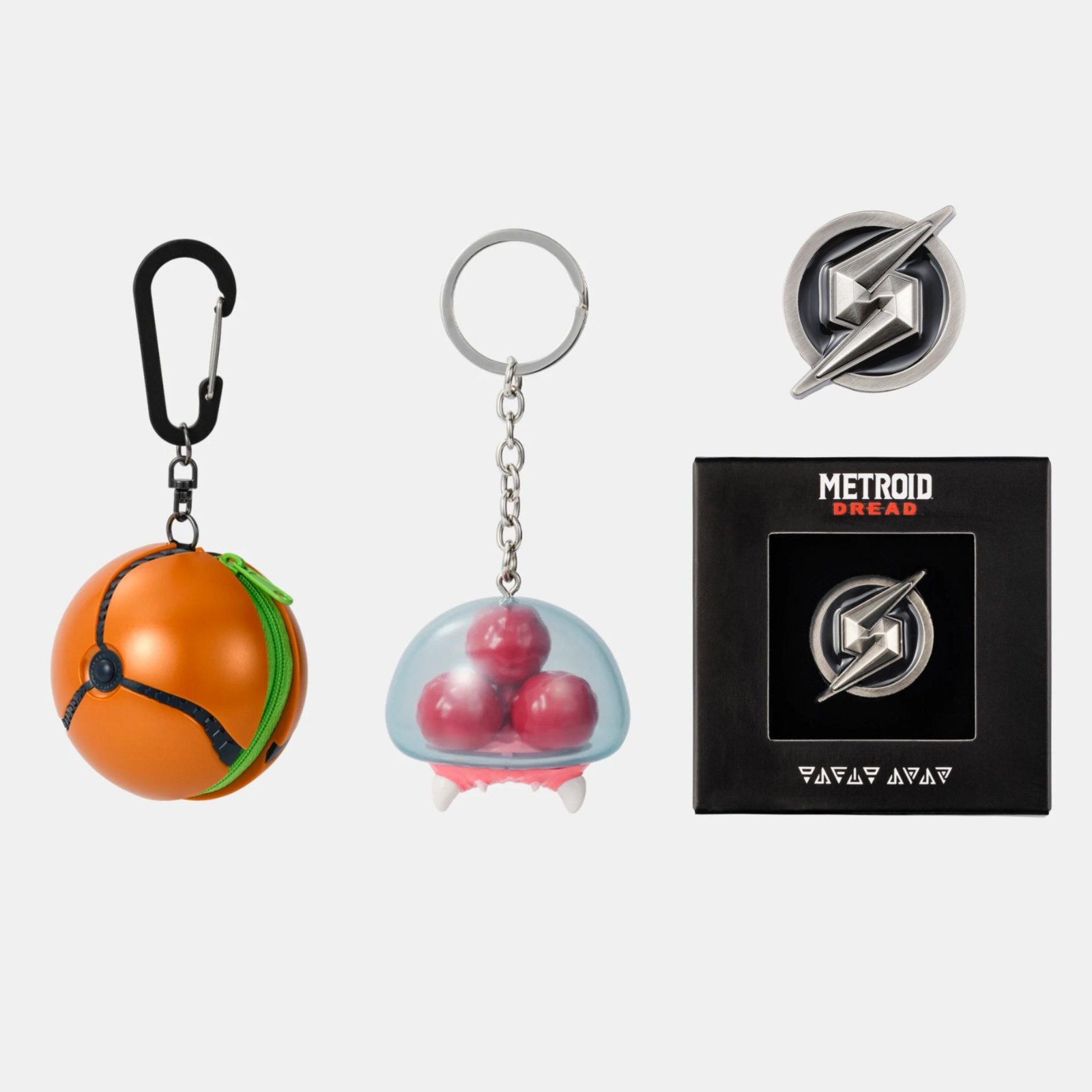 Nintendo TOKYO Metroid Morph Ball Pouch Baby Metroid Magnet Dread Pins 3pc Set Nintendo TOKYO Metroid Morph Ball Pouch Baby Metroid Magnet Dread Pins 3pc Set