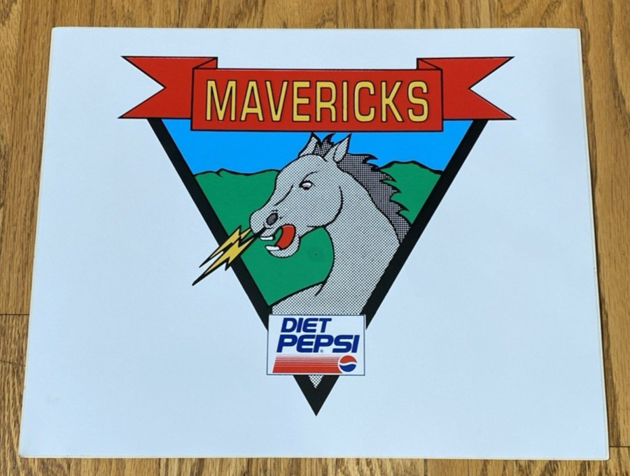 Vintage Diet Pepsi Mavericks Sticker Decal 1990's NOS 15x12 Logo Advertising