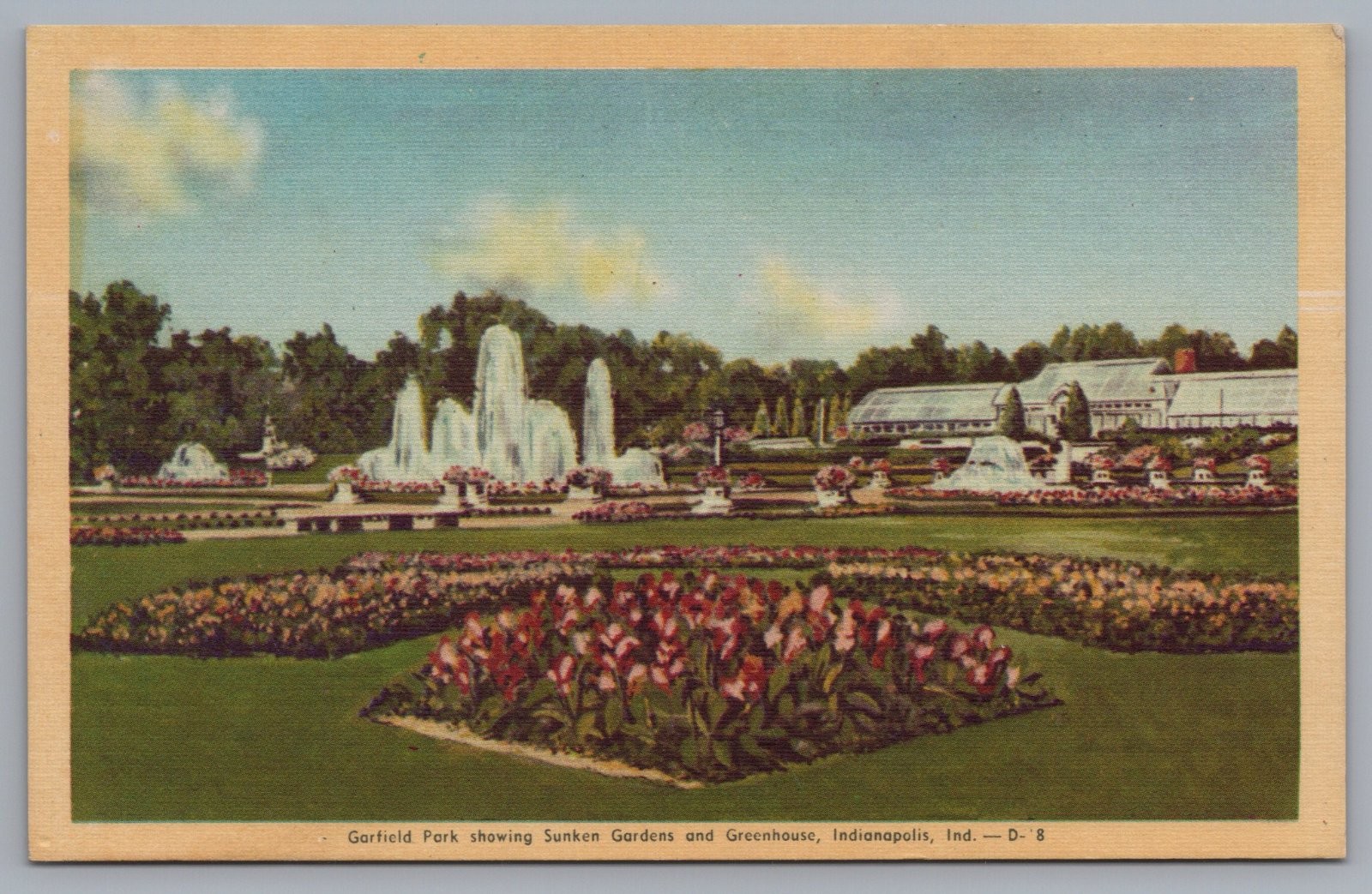 Garfield Park Sunken Gardens Greenhouse Indianapolis Indiana Postcard Garfield Park Sunken Gardens Greenhouse Indianapolis Indiana Postcard