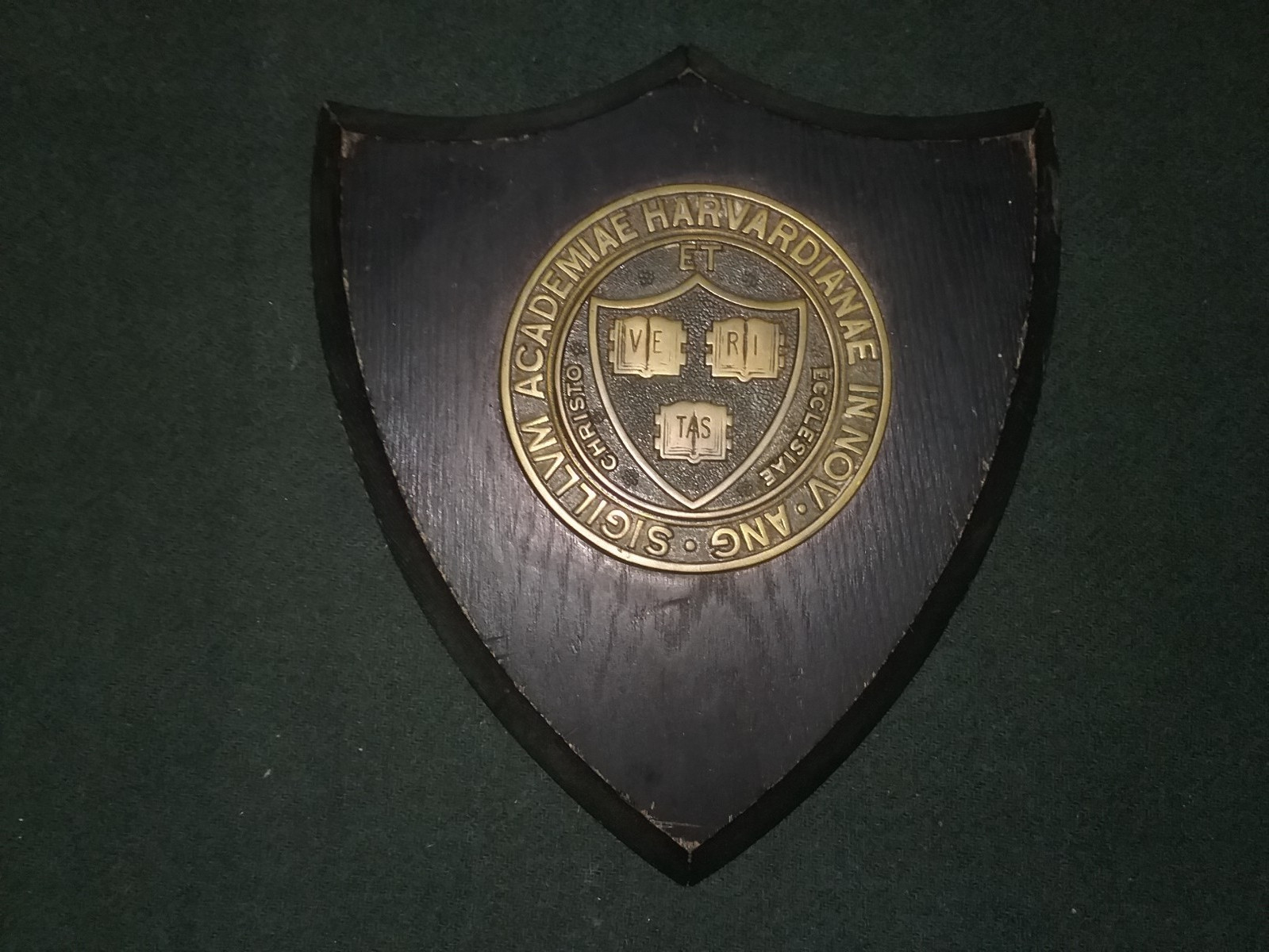 Antique 1920s Harvard University School Seal Bronze Plaque on Oak Shield RARE VG Antique 1920s Harvard University School Seal Bronze Plaque on Oak Shield RARE VG