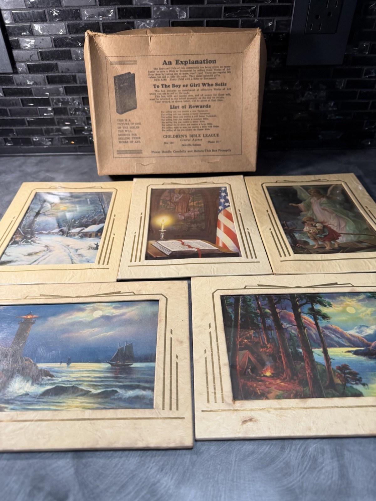 Vintage Children’s Bible League Works of Art Sales Kit Daleville Indiana w/ Box