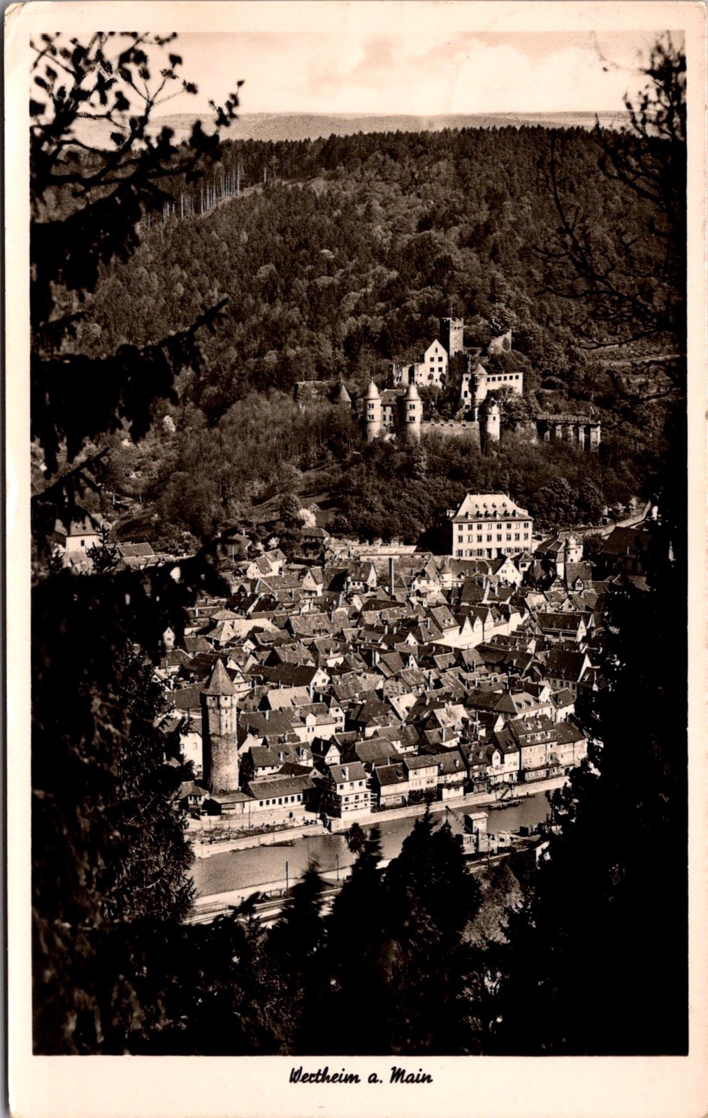 Aerial View Weckheim a Main Village Surrounded Stamp Real Photo RPPC Postcard