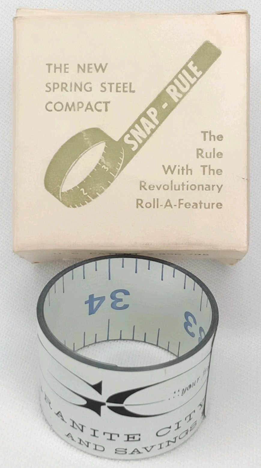 Vintage 1950s Advertising Granite City Trust Snap Rule With Original Box Vintage 1950s Advertising Granite City Trust Snap Rule With Original Box