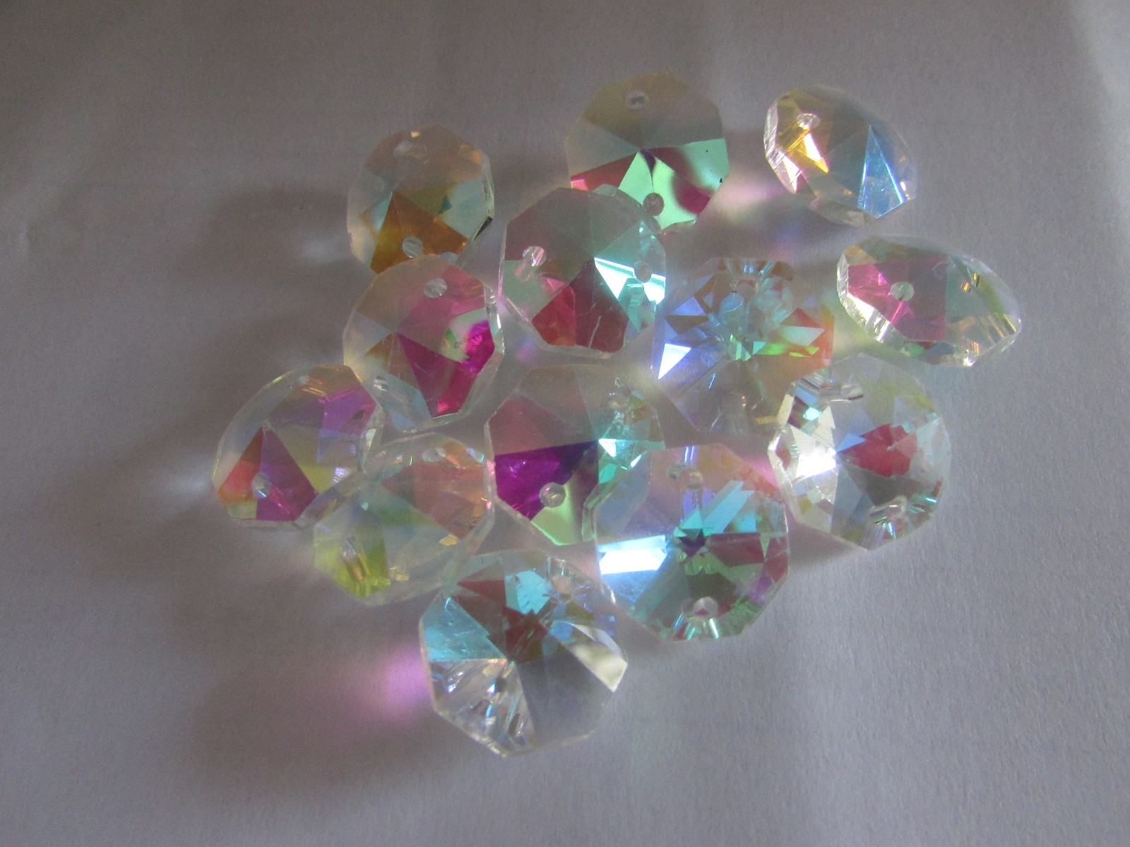 1000- 14 MM AB COLOR AAA 2 HOLE OCTAGON CRYSTAL GLASS BEADS CHANDELIER 1000- 14 MM AB COLOR AAA 2 HOLE OCTAGON CRYSTAL GLASS BEADS CHANDELIER