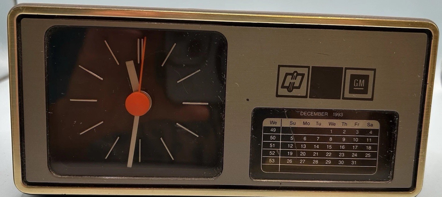 Vtg 1990s GM & Harrison Logo Desk Clock W/Calendar Aachen Germany