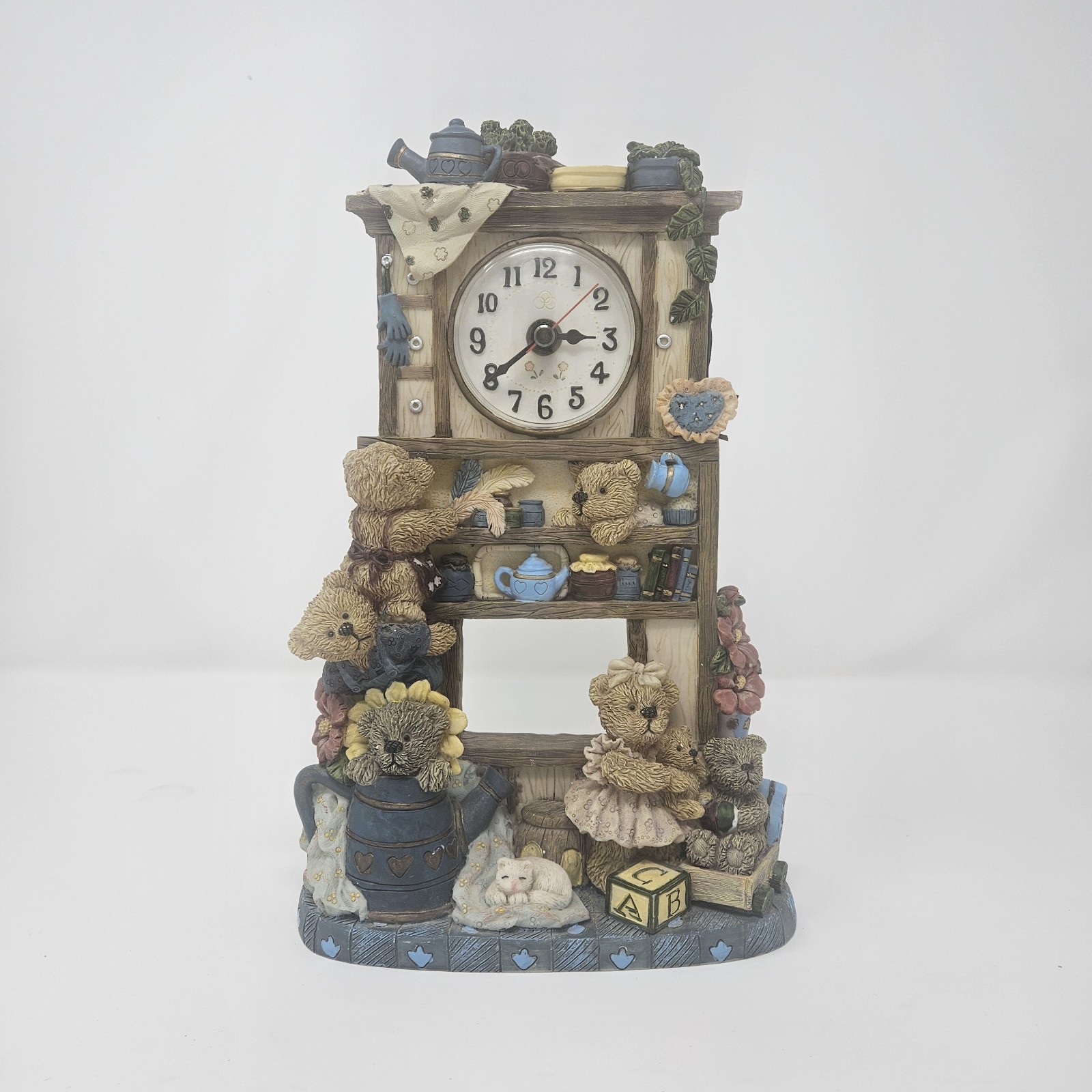 VTG Sweet Home Teddy Bear Family Table Clock 90s Collectible Nostalgia VTG Sweet Home Teddy Bear Family Table Clock 90s Collectible Nostalgia